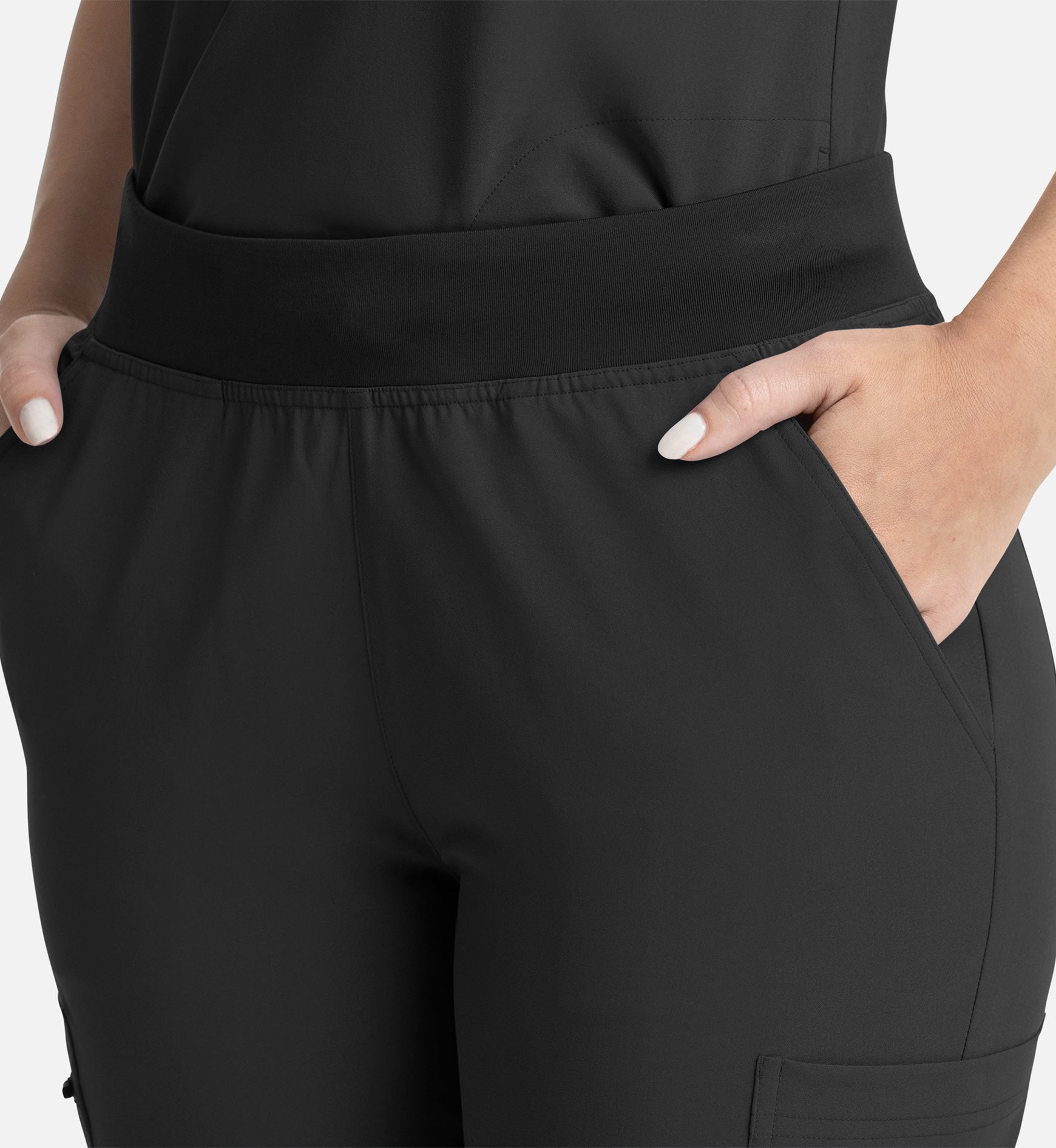 Momentum 5093 Women's Full Elastic Band Flare Leg Pants Black