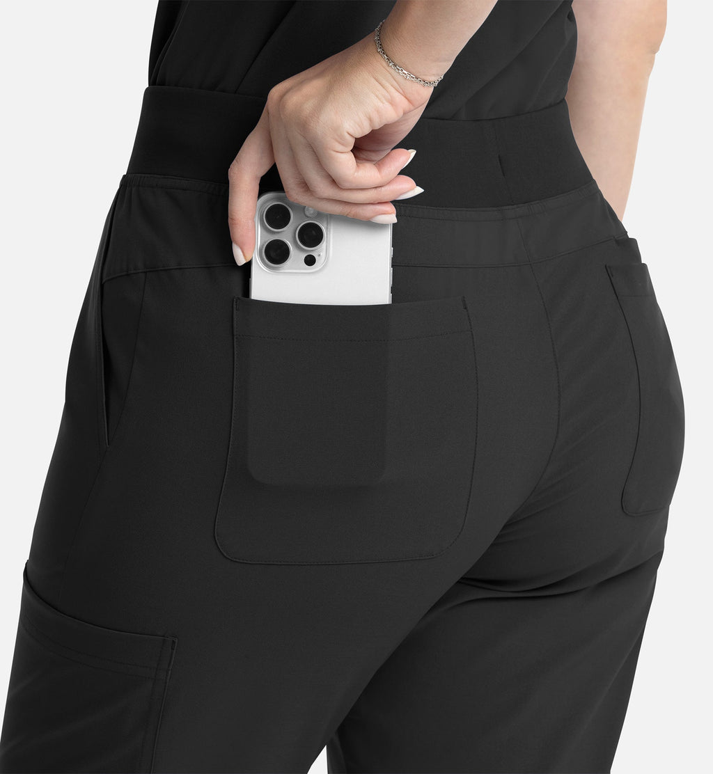 Momentum 5093 Women's Full Elastic Band Flare Leg Pants Black