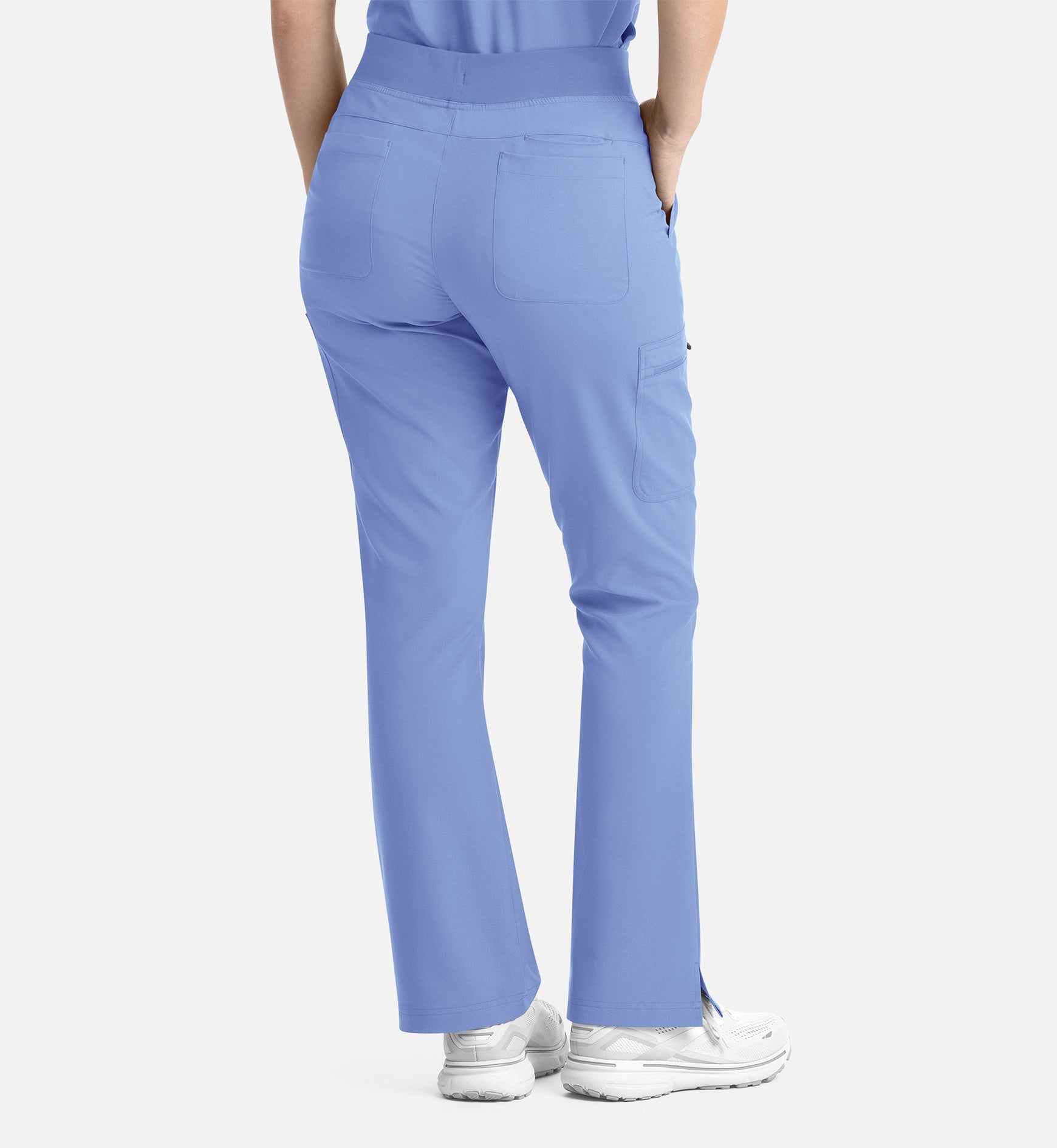 Momentum 5093 Women's Full Elastic Band Flare Leg Pants Ceil Blue