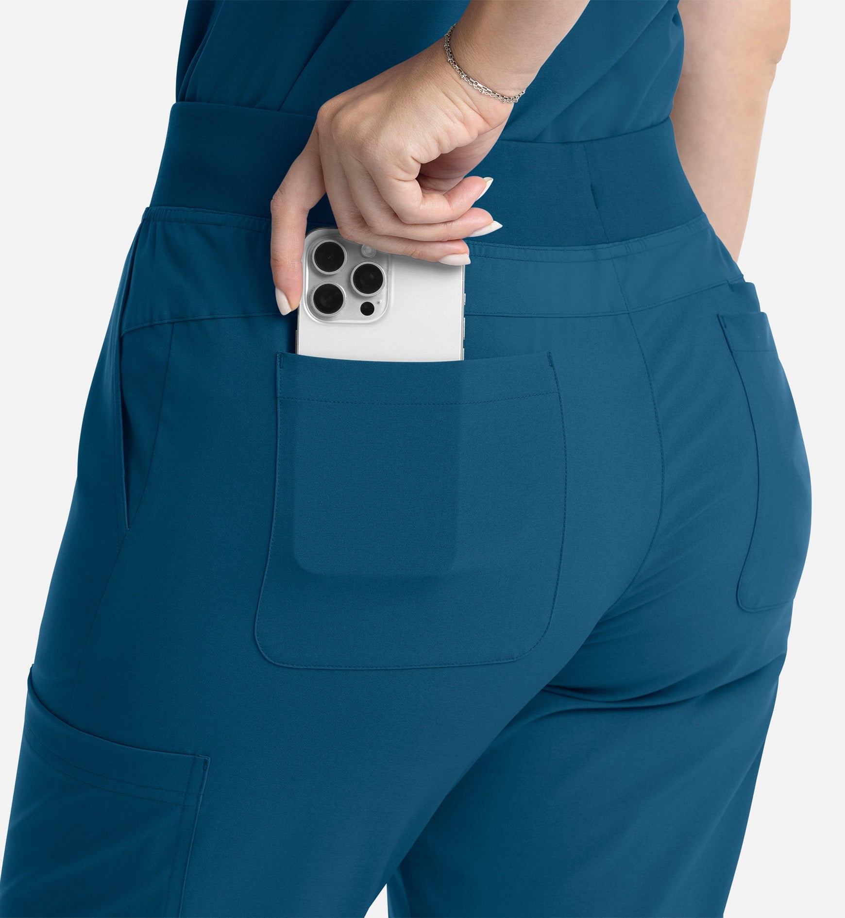 Momentum 5093 Women’s Full Elastic Band Flare Leg Pant Caribbean Blue