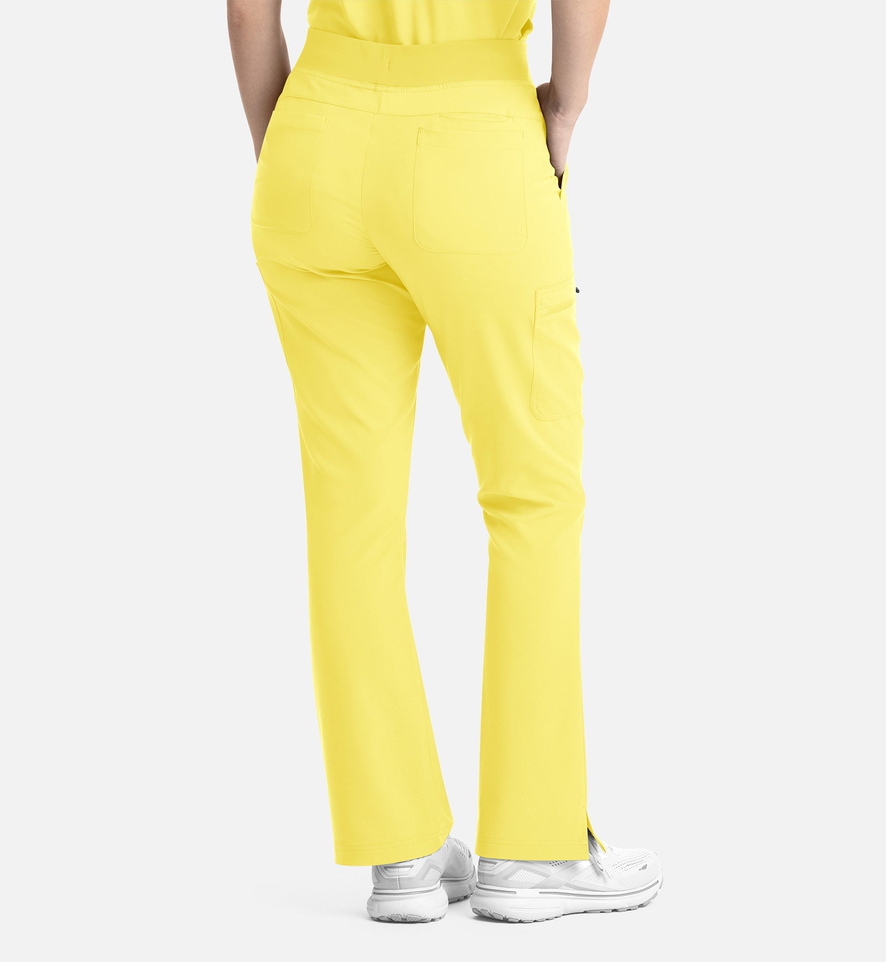 Momentum 5093 Women's Full Elastic Band Flare Leg Pant Lemon Drop