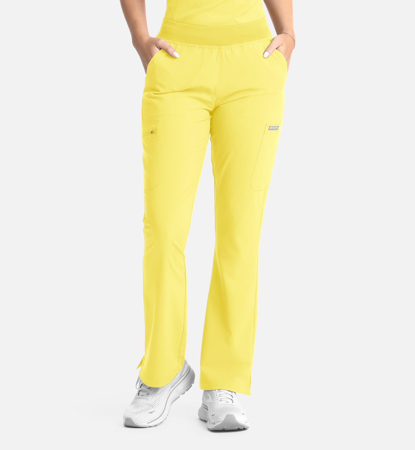 Momentum 5093 Women's Full Elastic Band Flare Leg Pant Lemon Drop