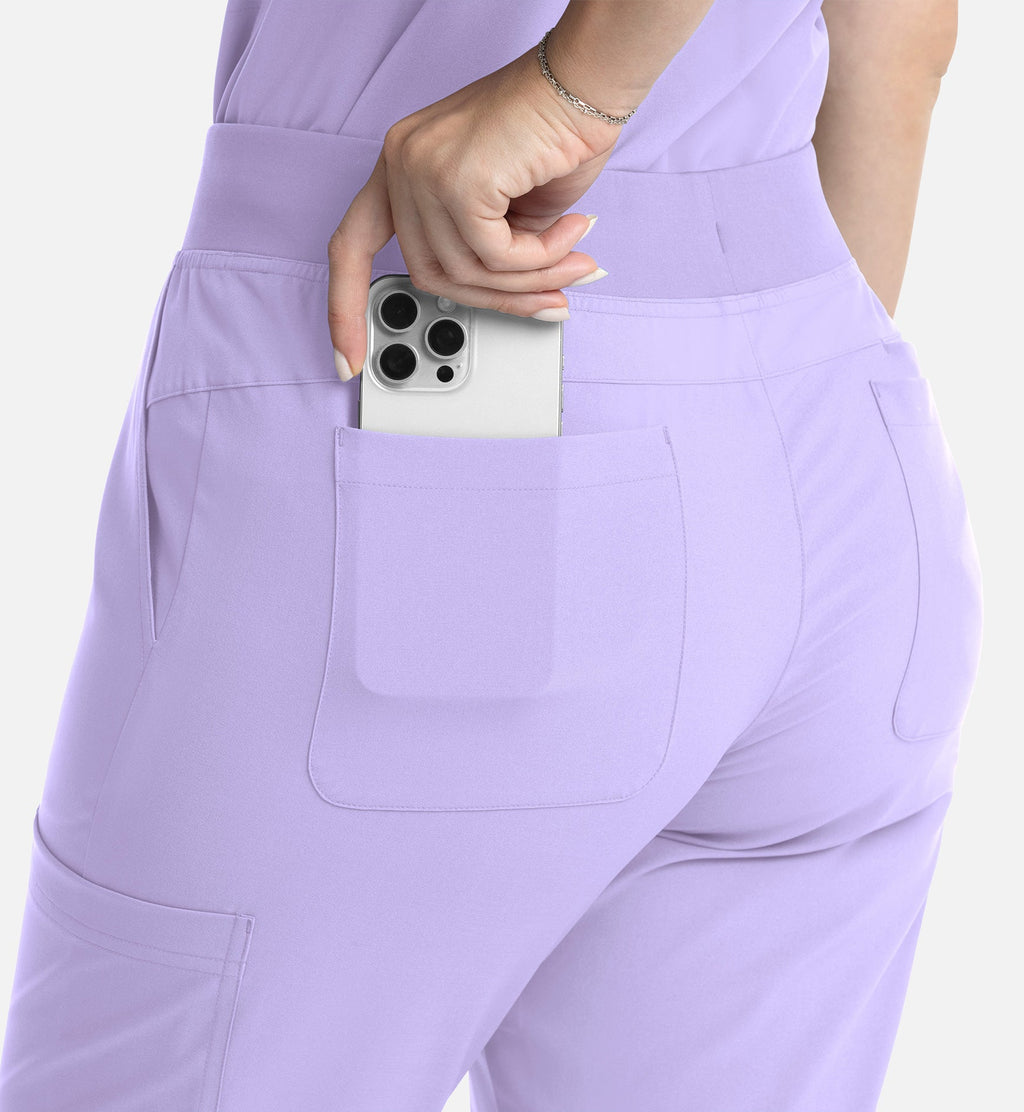 Momentum 5093 Women's Full Elastic Band Flare Leg Pants Lavender