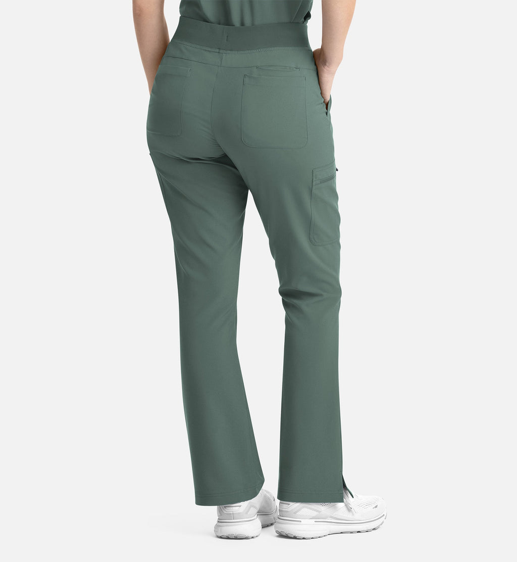 Momentum 5093 Women's Full Elastic Band Flare Leg Pants Moss