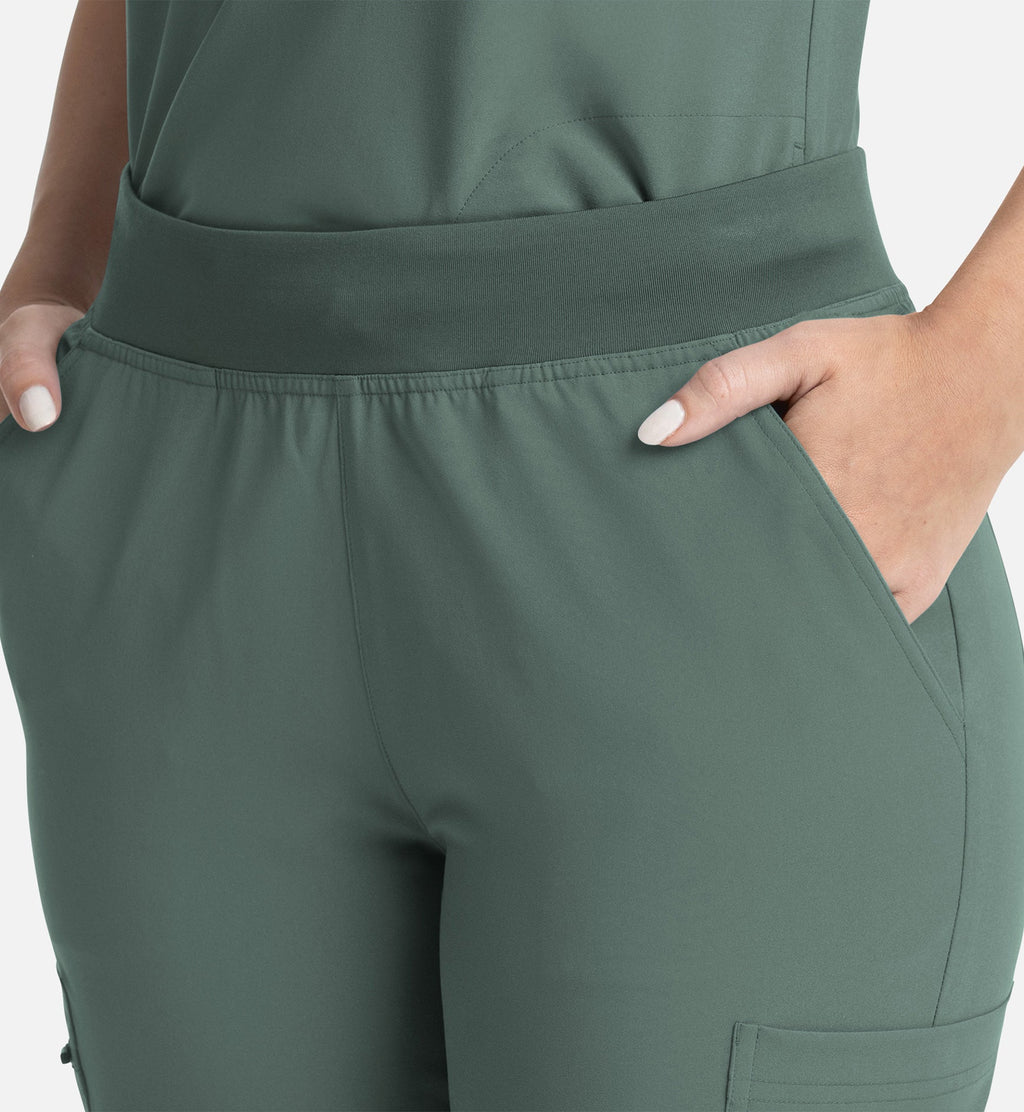 Momentum 5093 Women's Full Elastic Band Flare Leg Pants Moss