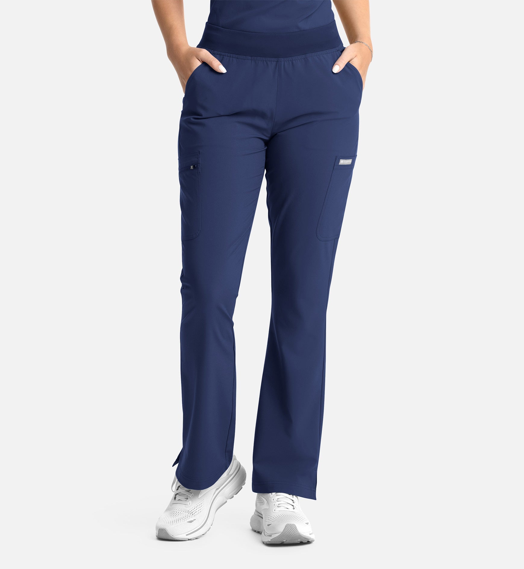 Momentum 5093 Women's Full Elastic Band Flare Leg Pants Navy