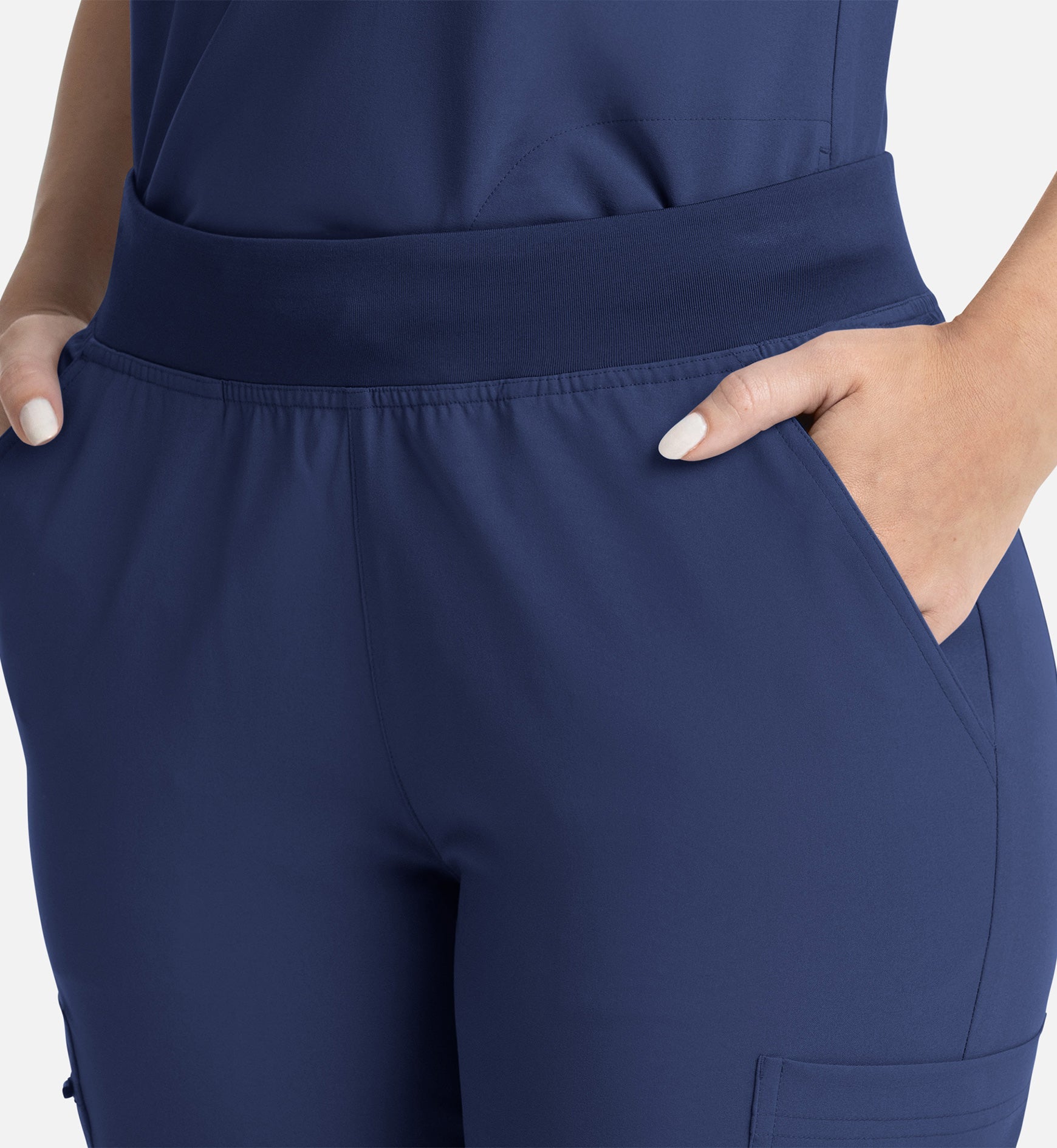 Momentum 5093 Women's Full Elastic Band Flare Leg Pants Navy