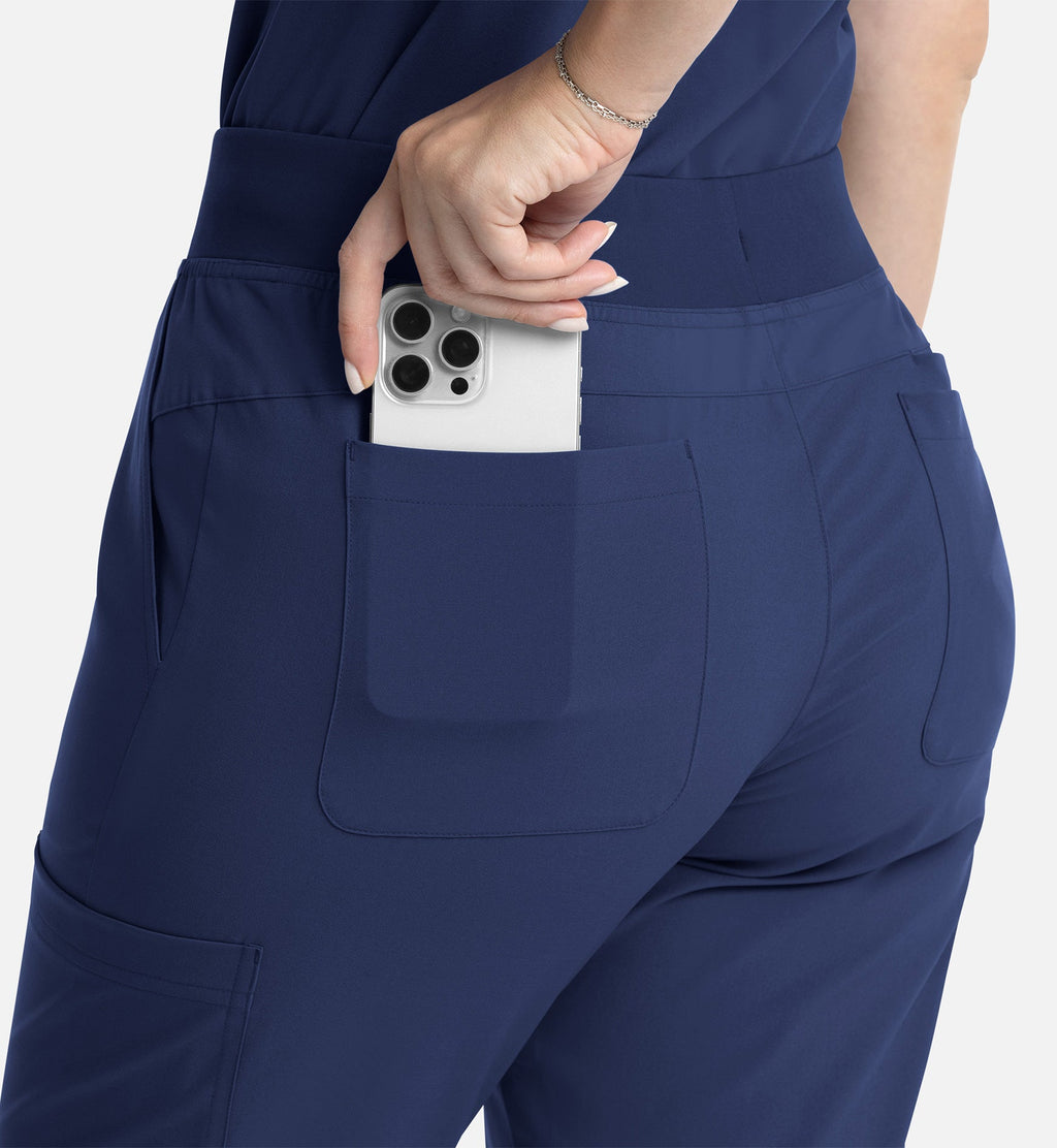 Momentum 5093 Women's Full Elastic Band Flare Leg Pants Navy