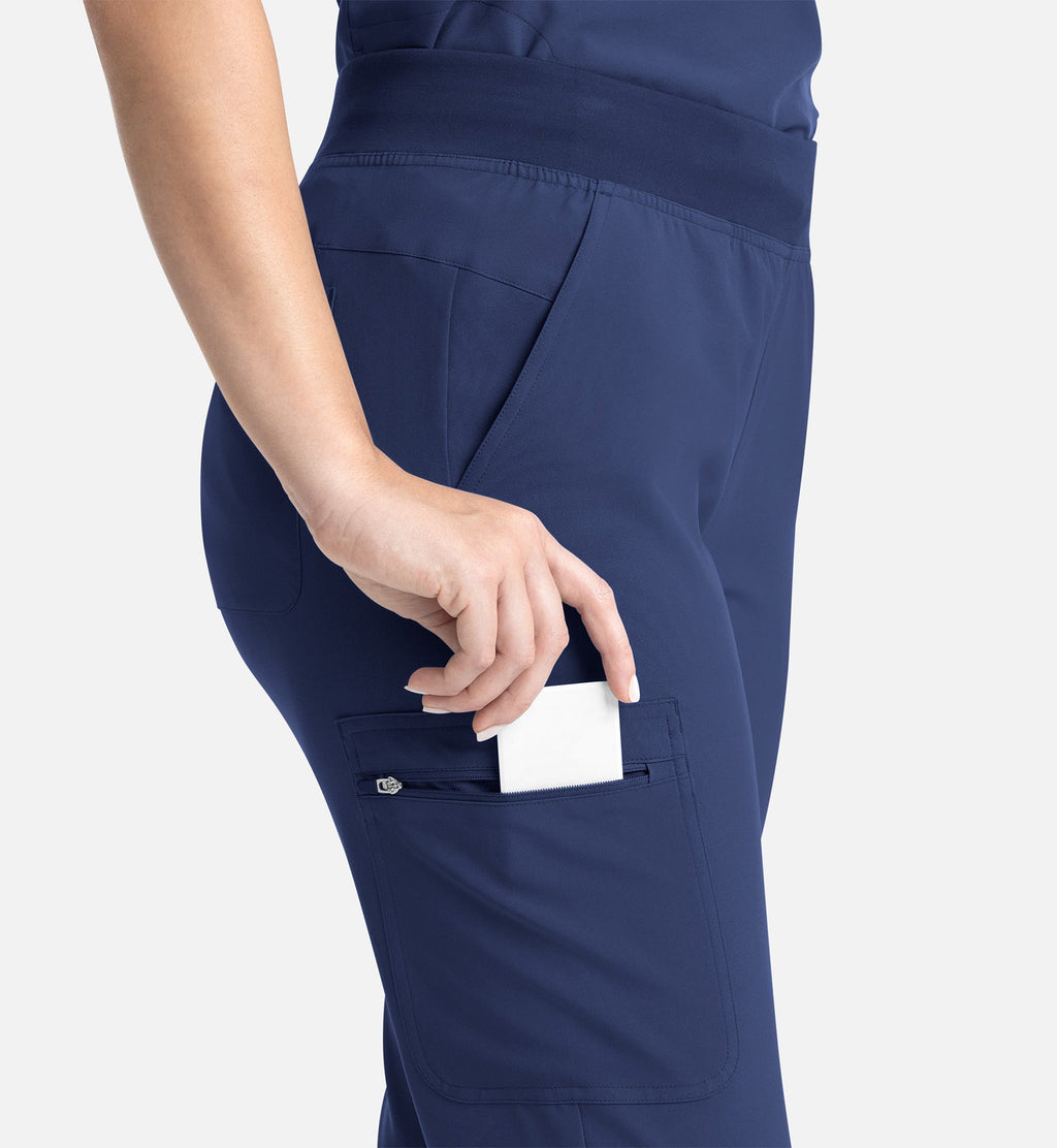 Momentum 5093 Women's Full Elastic Band Flare Leg Pants Navy
