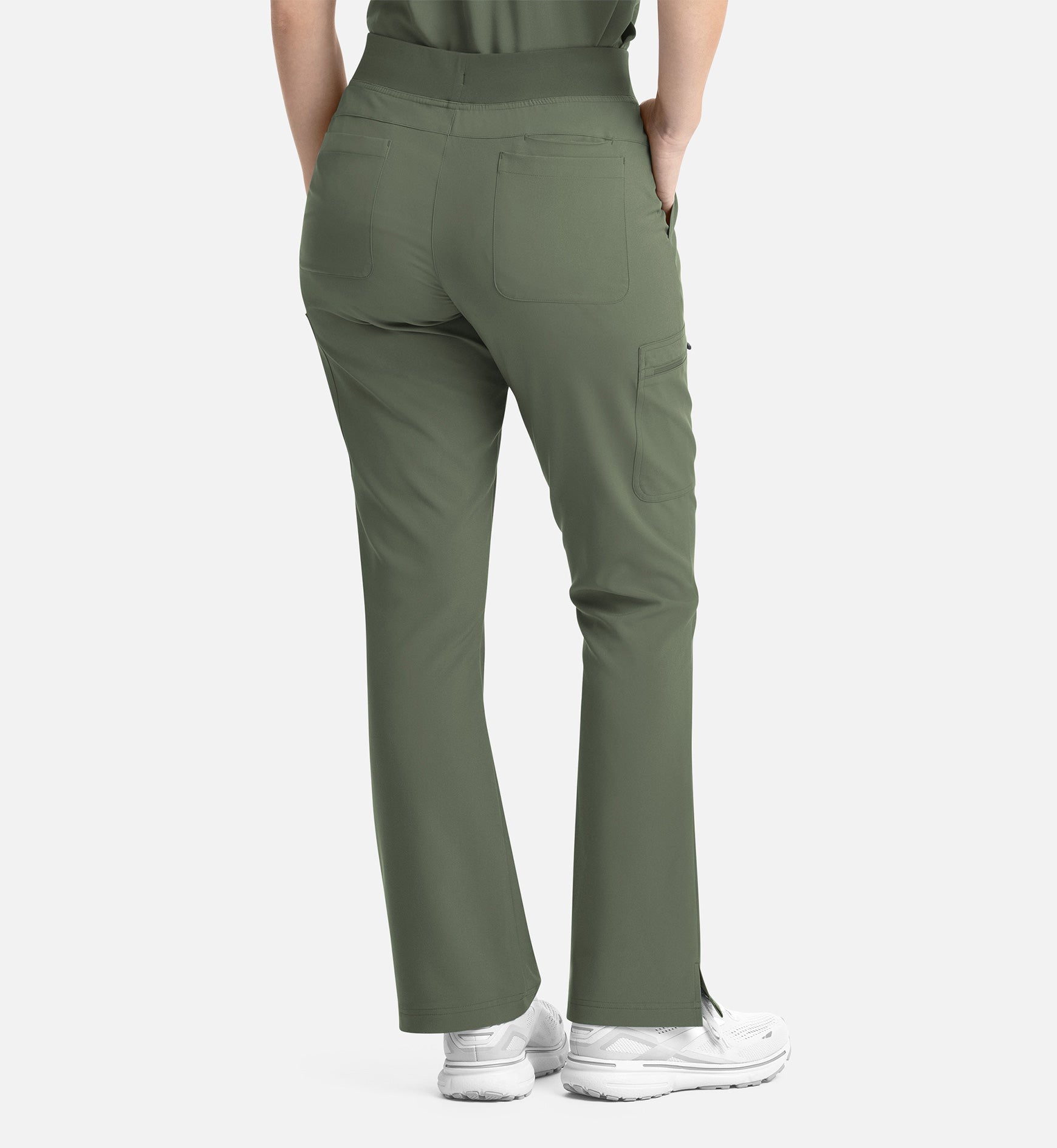 Momentum 5093 Women's Full Elastic Band Flare Leg Pants Olive
