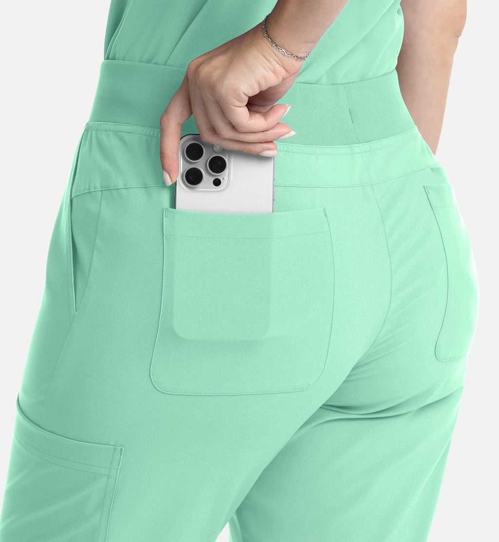 Momentum 5093 Women's Full Elastic Band Flare Leg Pants Opal