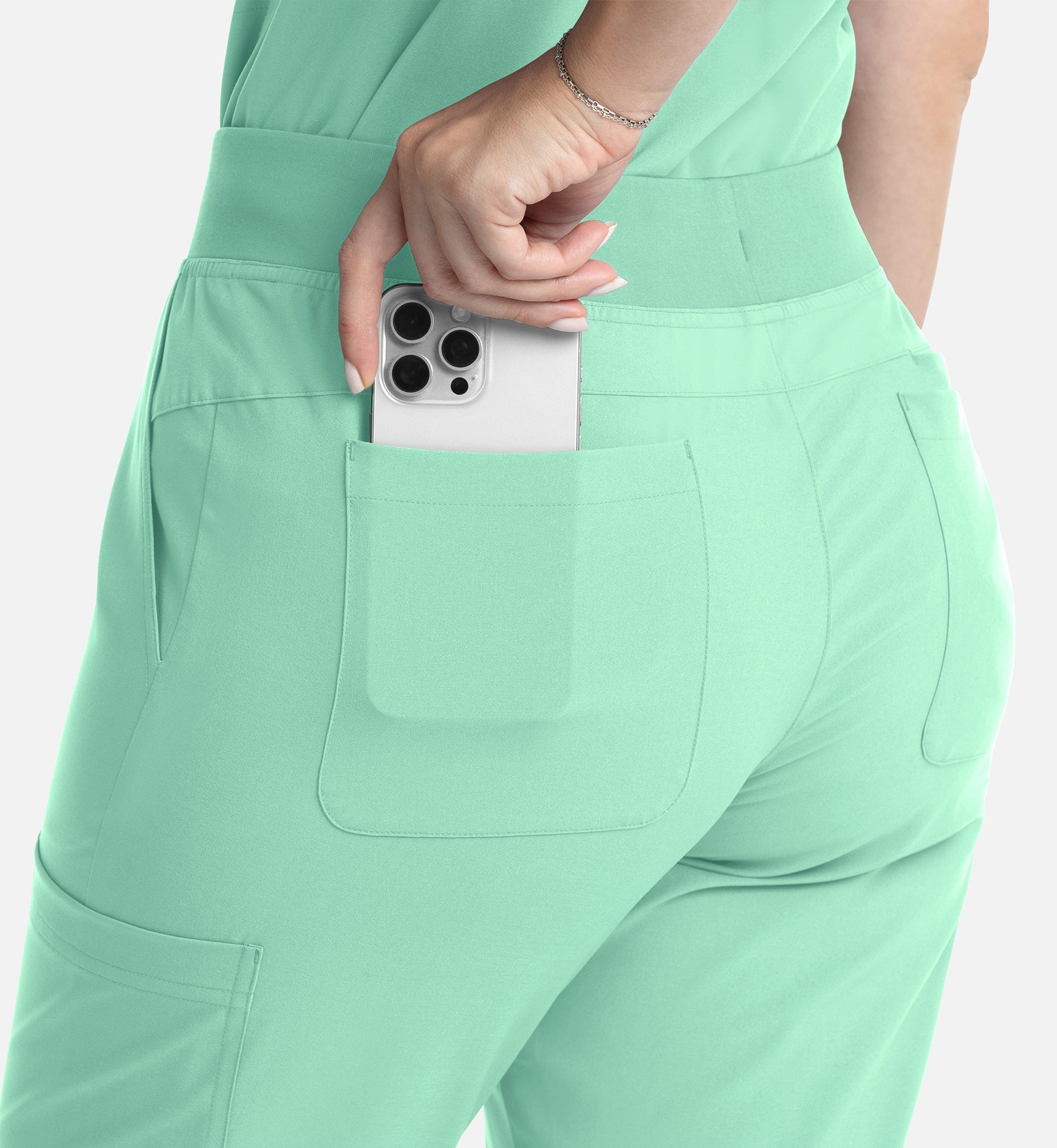 Momentum 5093 Women's Full Elastic Band Flare Leg Pants Opal