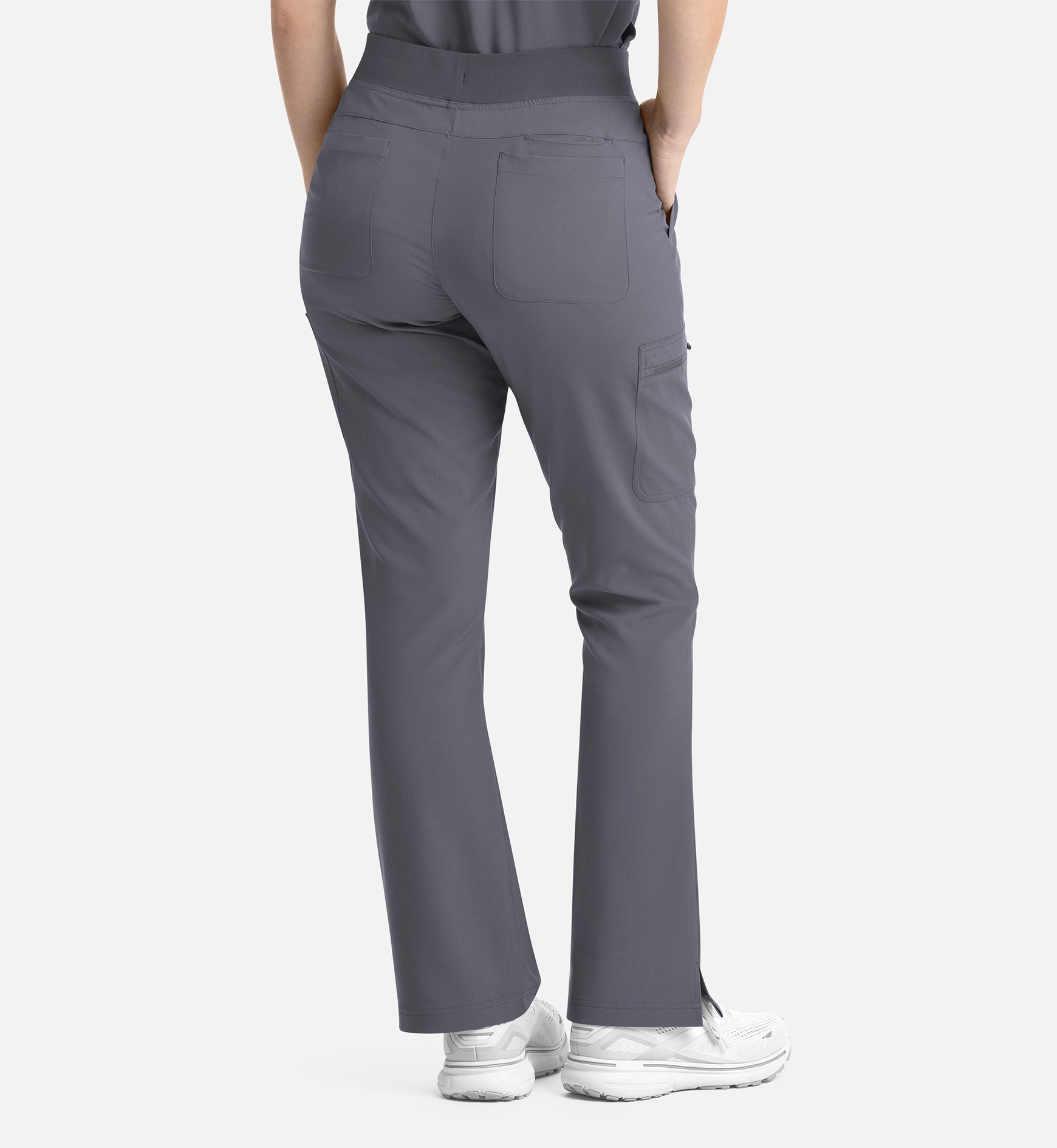 Momentum 5093 Women's Full Elastic Band Flare Leg Pants Pewter