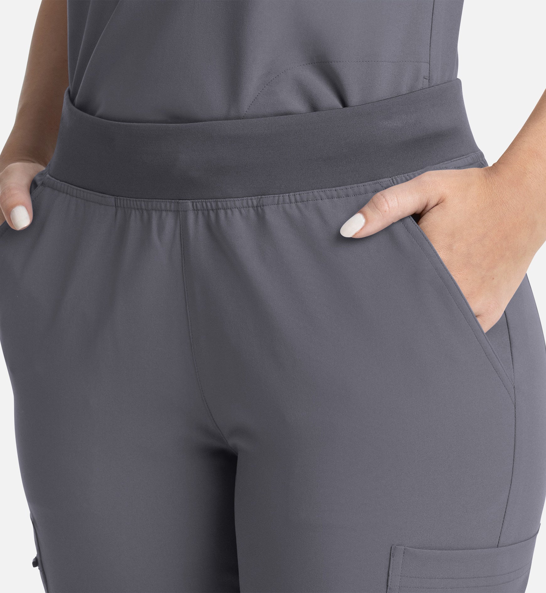 Momentum 5093 Women's Full Elastic Band Flare Leg Pants Pewter