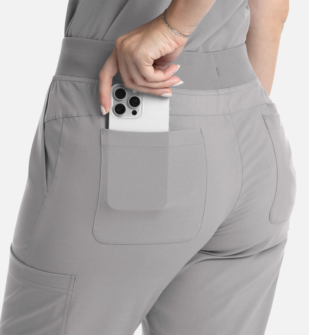 Momentum 5093 Women’s Full Elastic Band Flare Leg Pant Quiet Grey