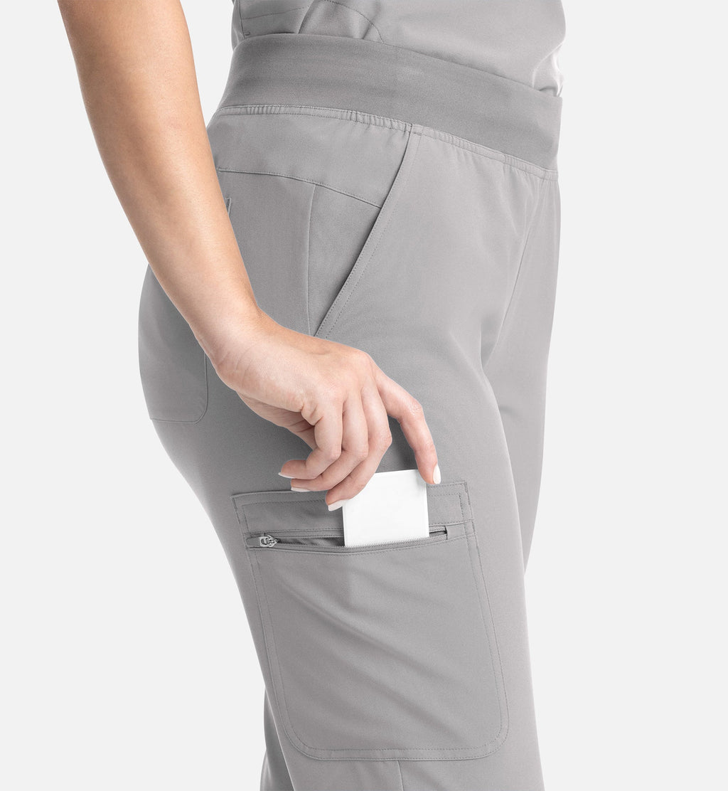 Momentum 5093 Women’s Full Elastic Band Flare Leg Pant Quiet Grey