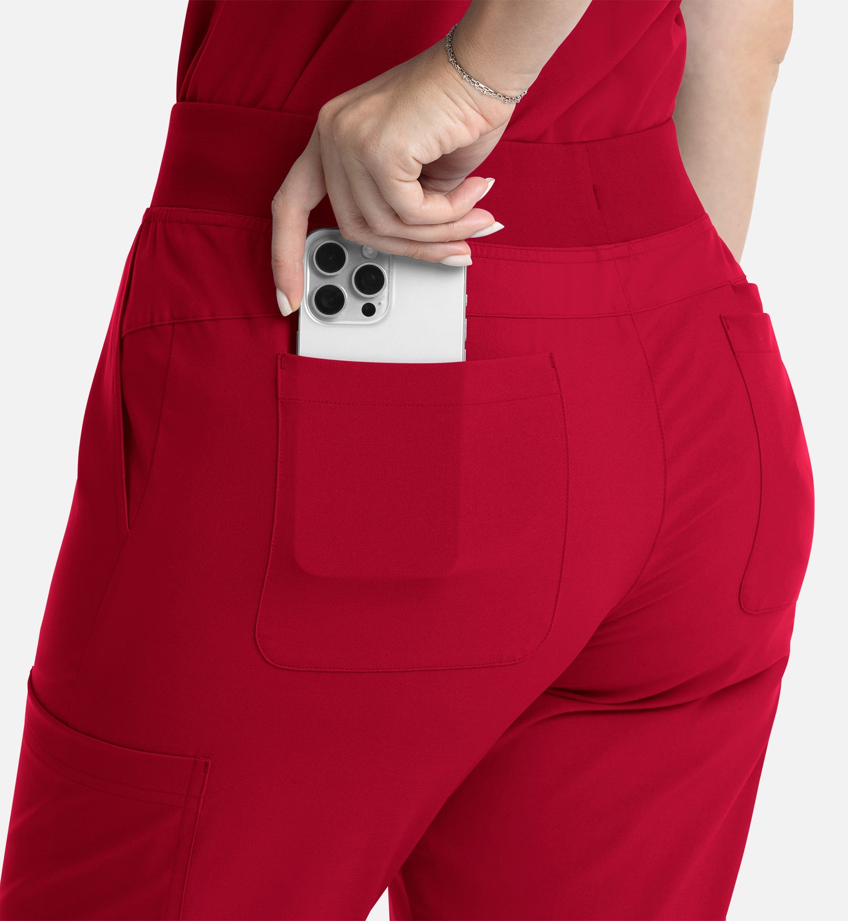 Momentum 5093 Women’s Full Elastic Band Flare Leg Pant Red