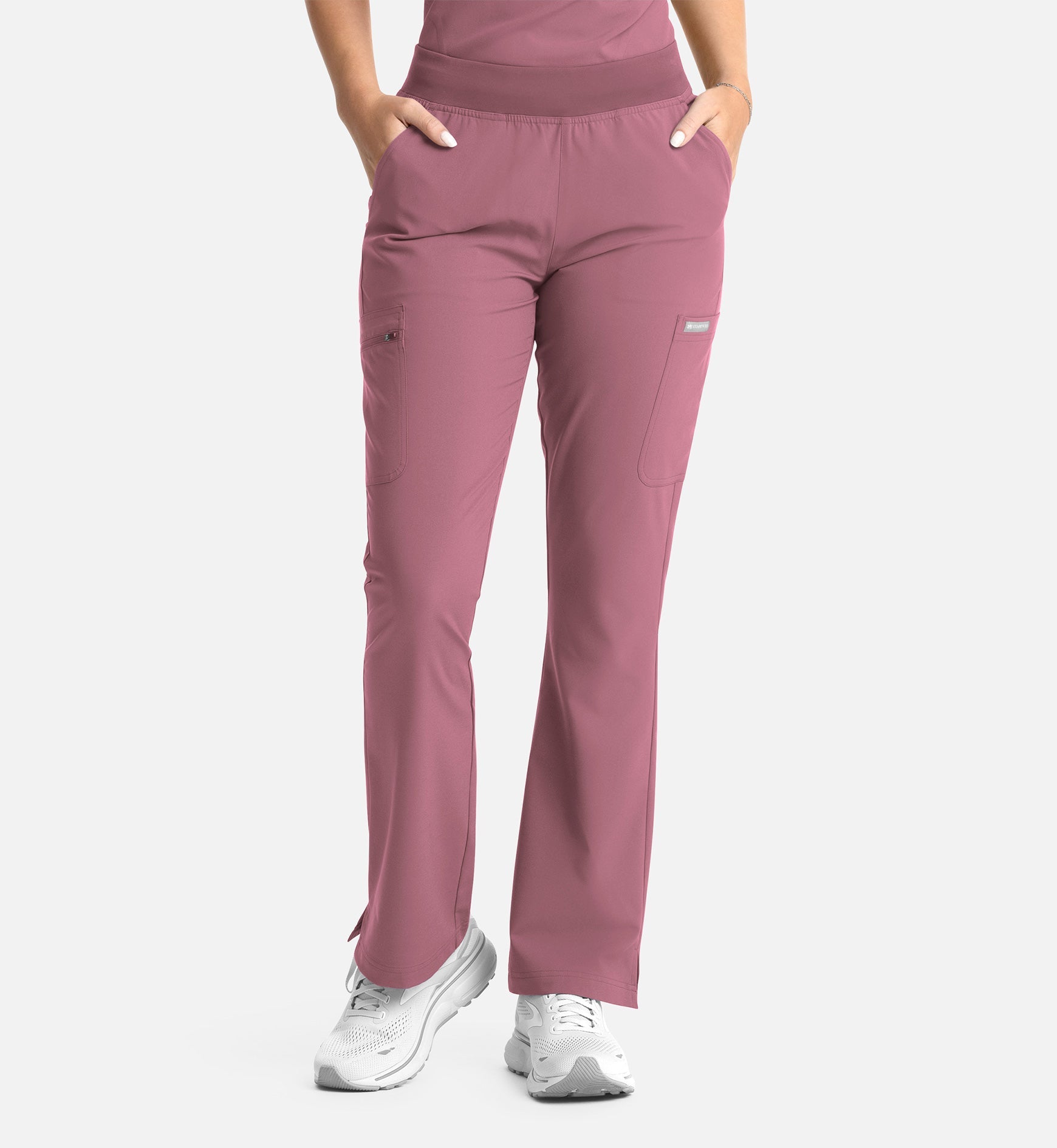 Momentum 5093 Women's Full Elastic Band Flare Leg Pants Rose