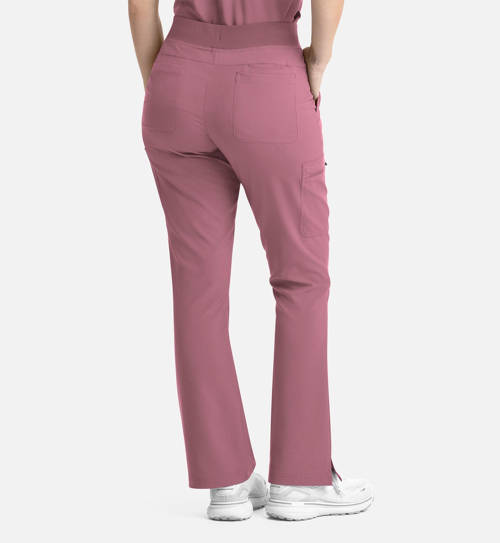 Momentum 5093 Women's Full Elastic Band Flare Leg Pants Rose
