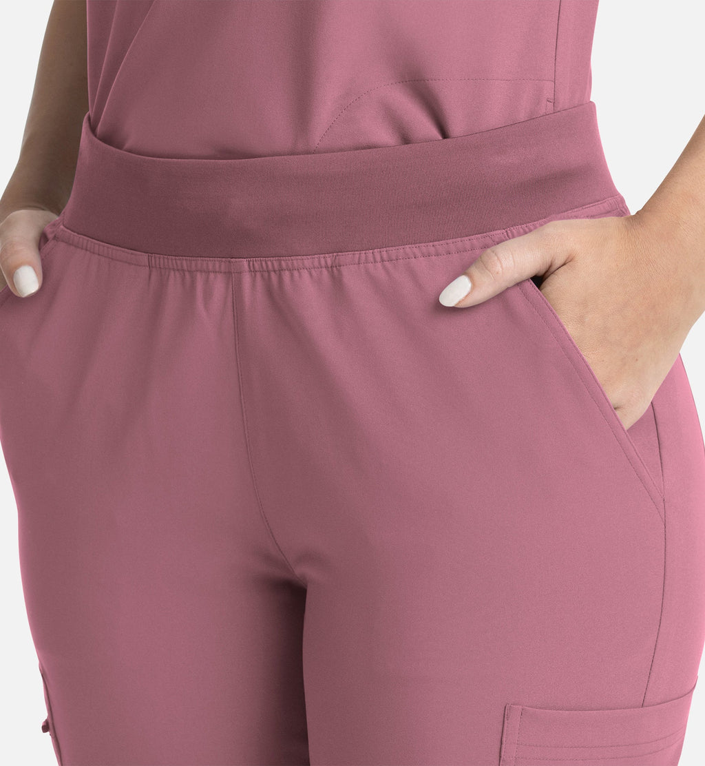 Momentum 5093 Women's Full Elastic Band Flare Leg Pants Rose