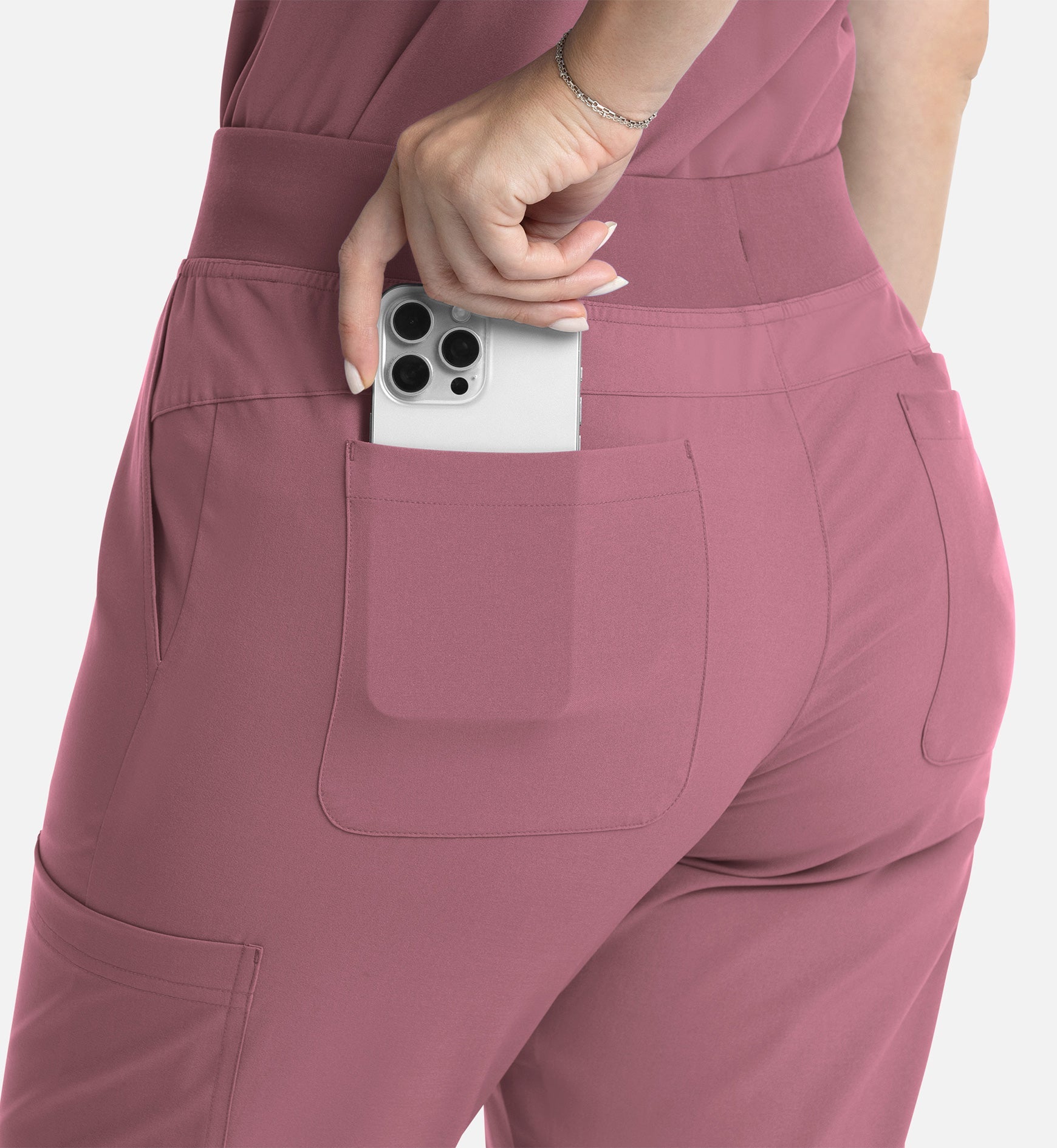 Momentum 5093 Women's Full Elastic Band Flare Leg Pants Rose