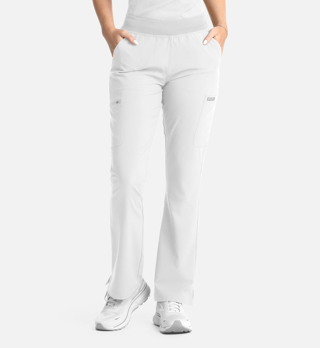 Momentum 5093 Women’s Full Elastic Band Flare Leg Pant White