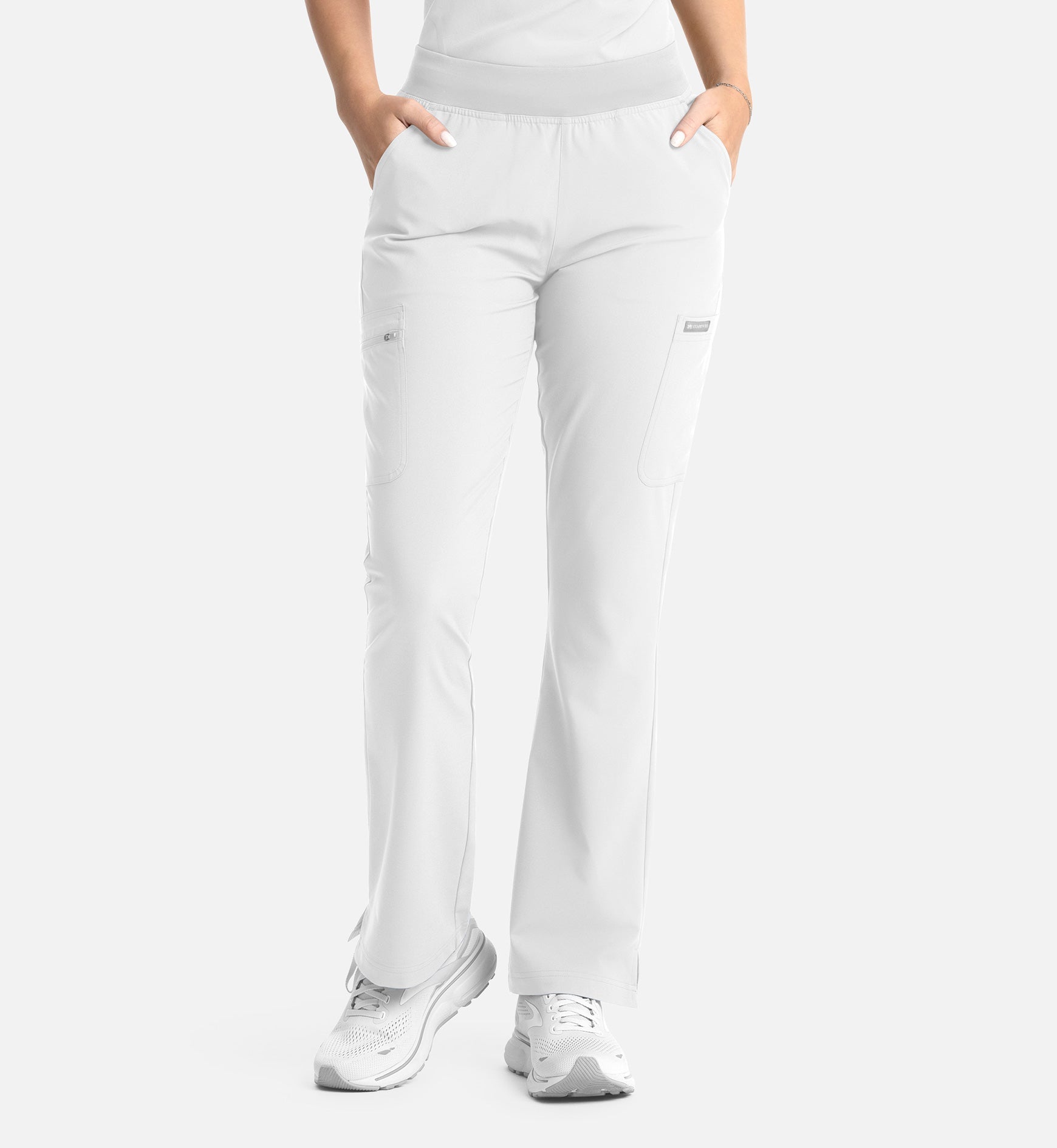 Momentum 5093 Women’s Full Elastic Band Flare Leg Pant White