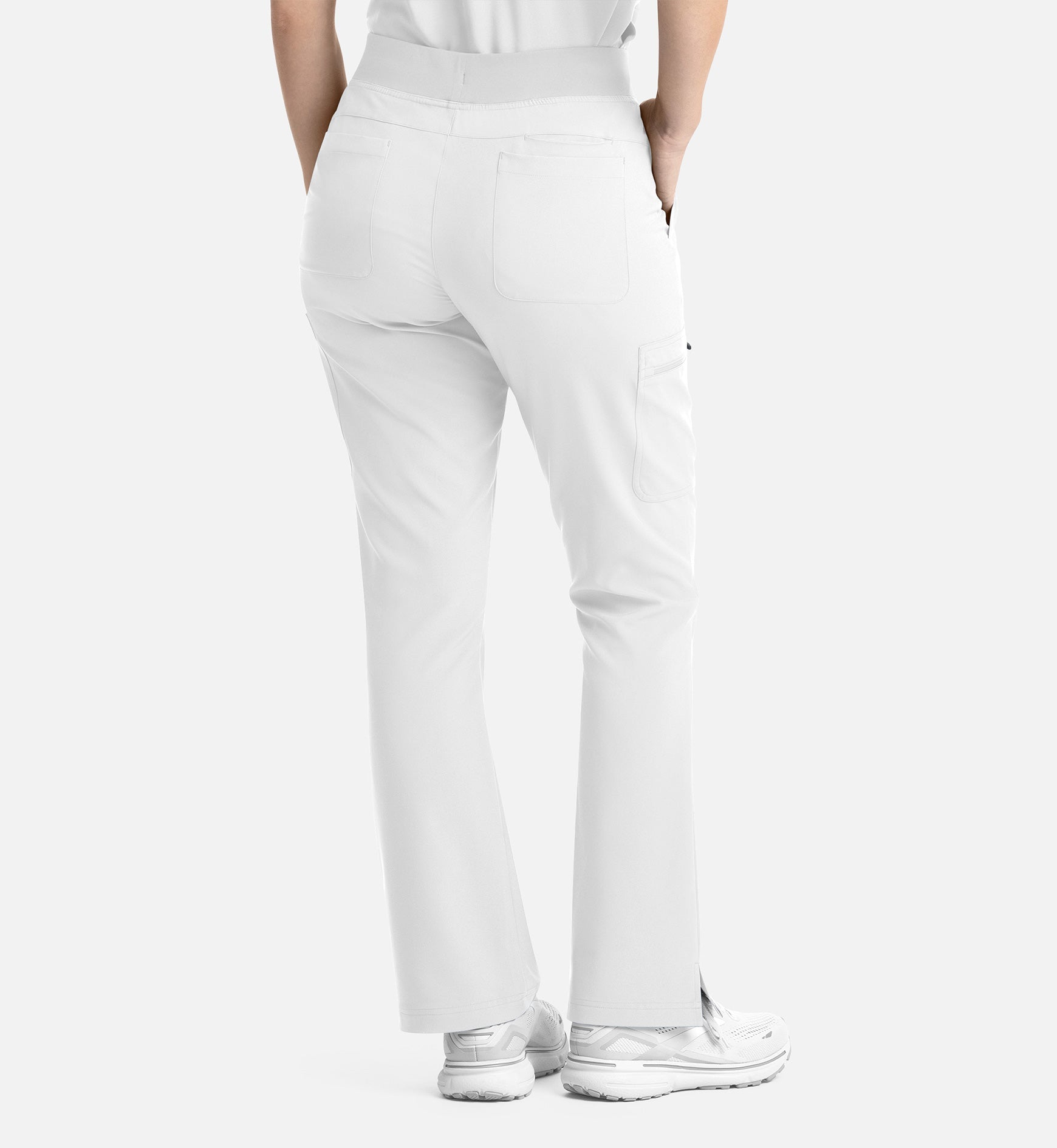 Momentum 5093 Women’s Full Elastic Band Flare Leg Pant White
