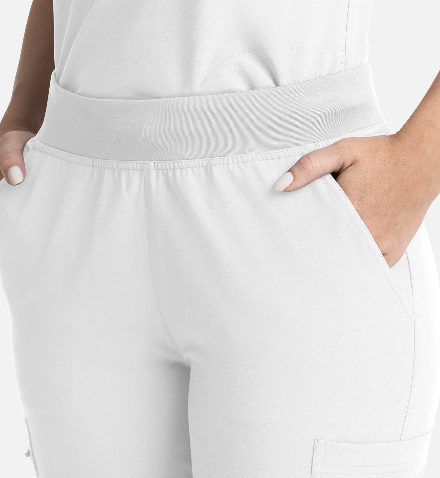 Momentum 5093 Women’s Full Elastic Band Flare Leg Pant White