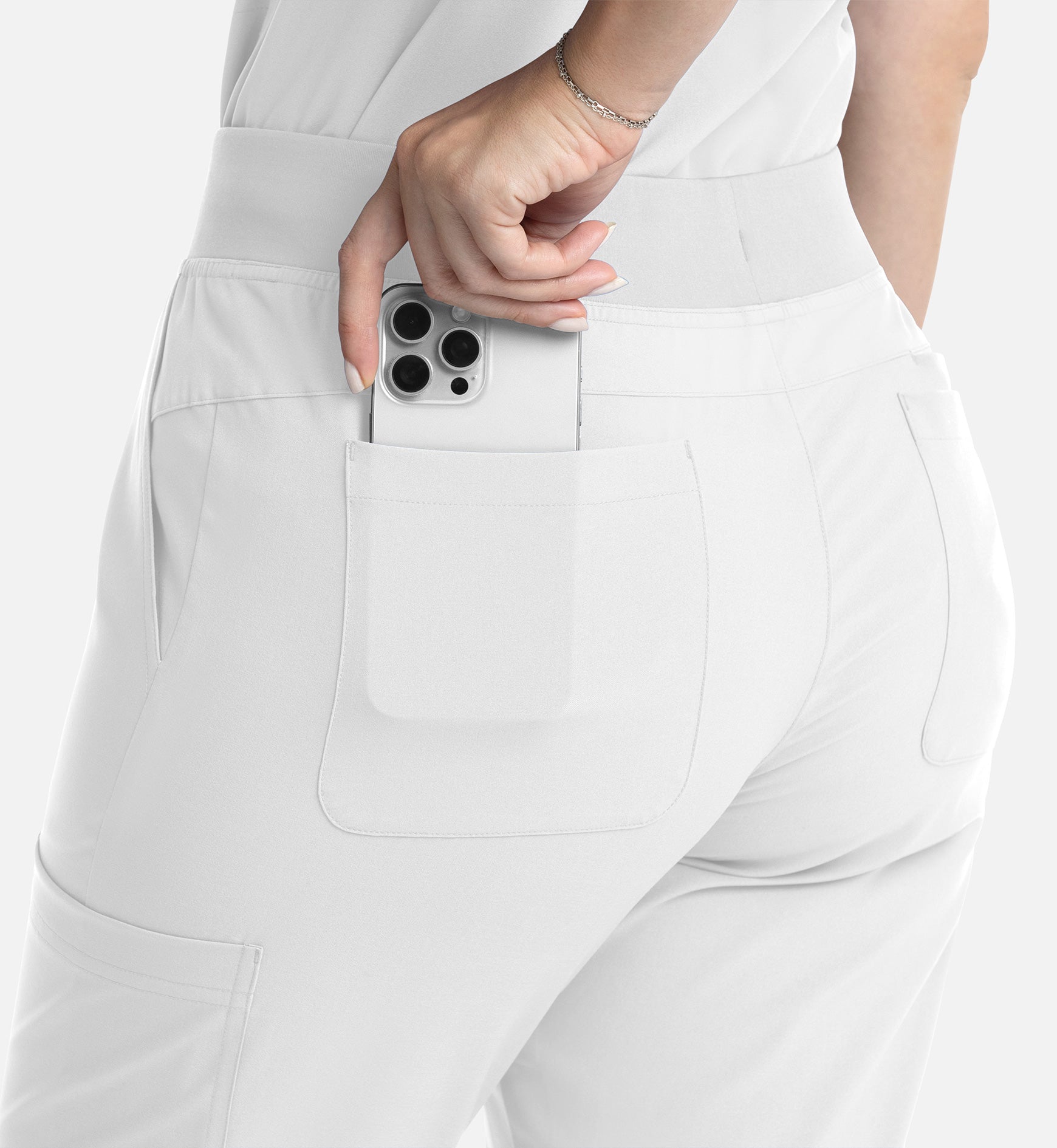 Momentum 5093 Women’s Full Elastic Band Flare Leg Pant White