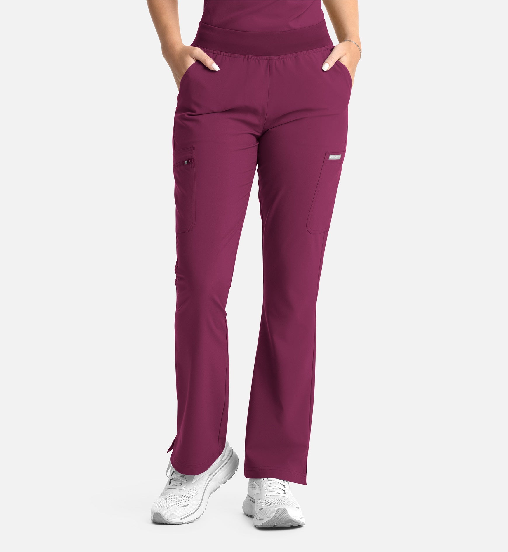 Momentum 5093 Women's Full Elastic Band Flare Leg Pants Wine