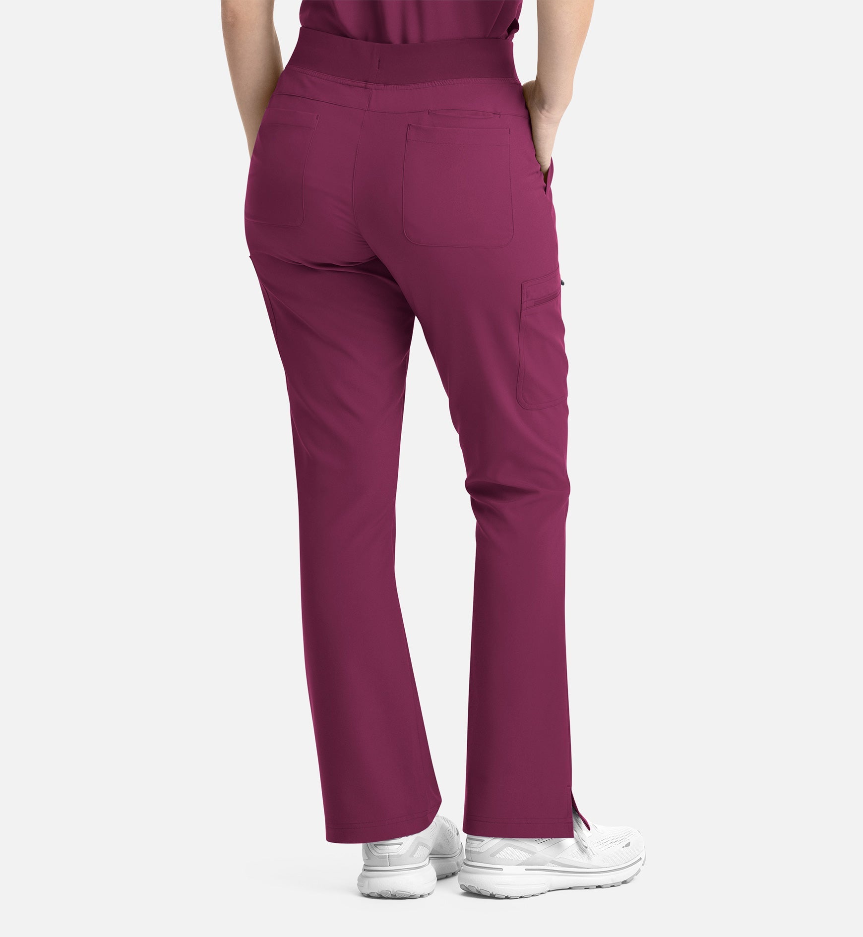 Momentum 5093 Women's Full Elastic Band Flare Leg Pants Wine