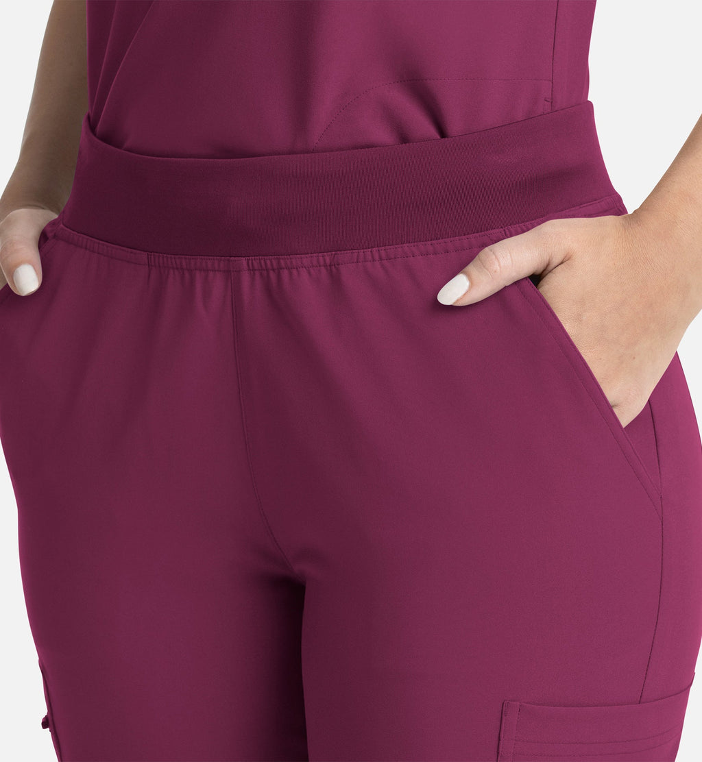 Momentum 5093 Women's Full Elastic Band Flare Leg Pants Wine