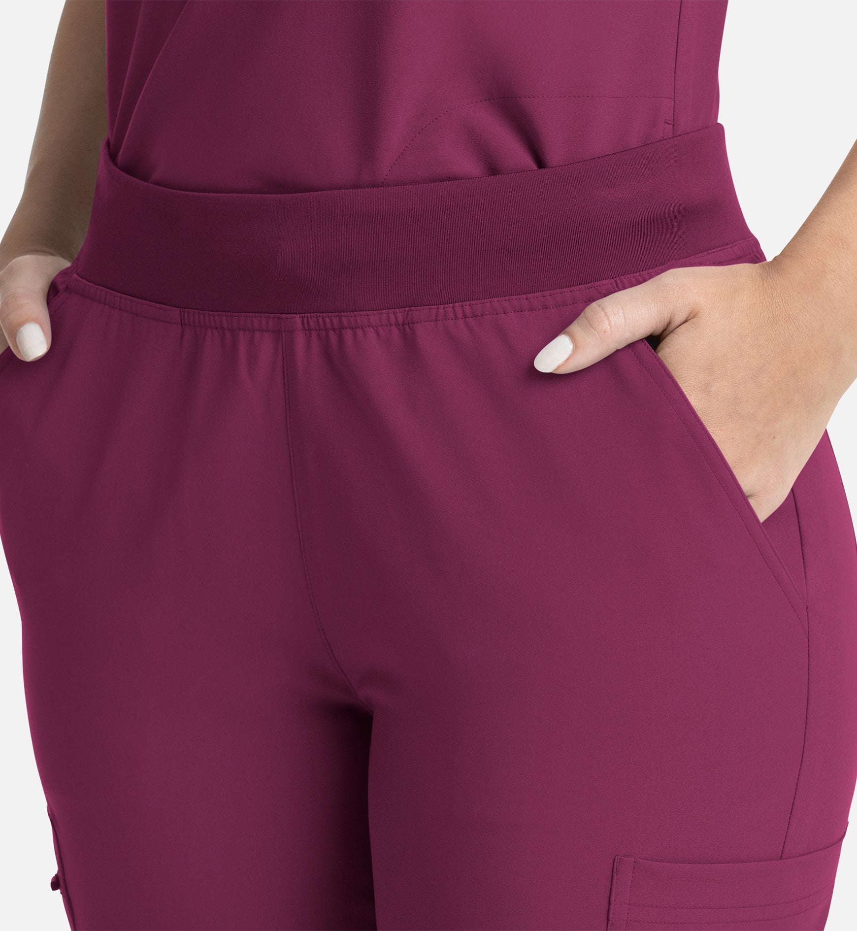 Momentum 5093 Women's Full Elastic Band Flare Leg Pants Wine