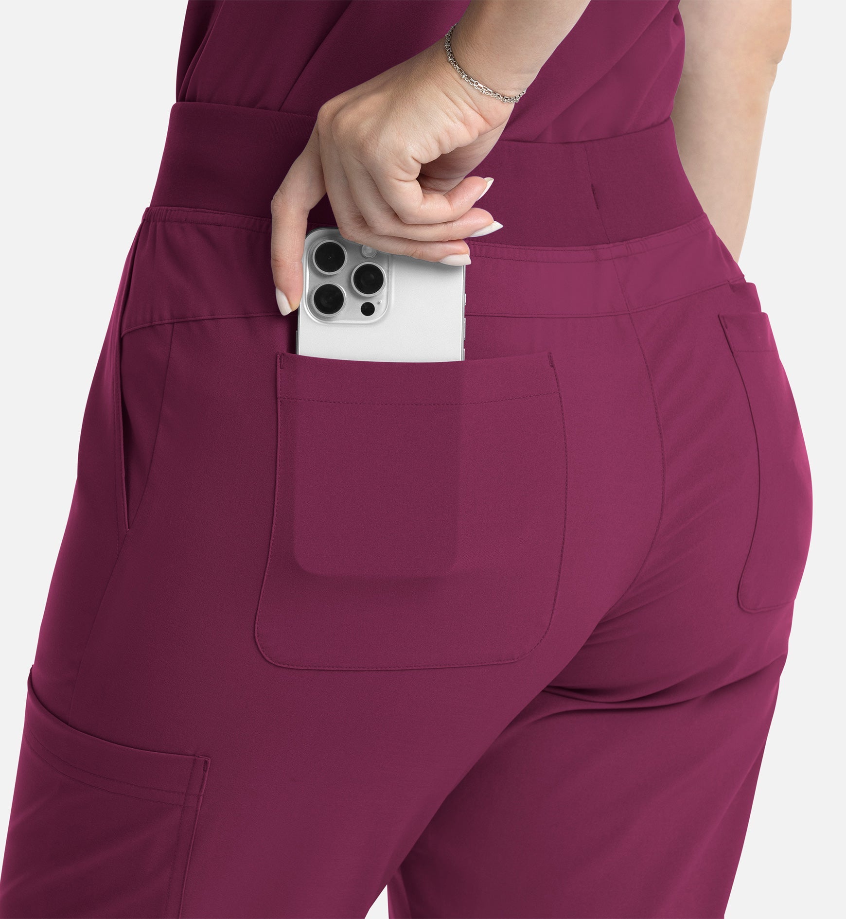 Momentum 5093 Women's Full Elastic Band Flare Leg Pants Wine