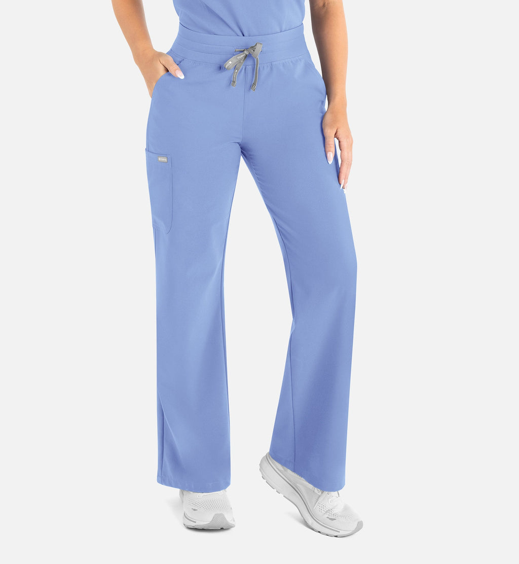 Momentum 5094 Women’s High Waist Full Elastic Wide Leg Pant Ceil Blue