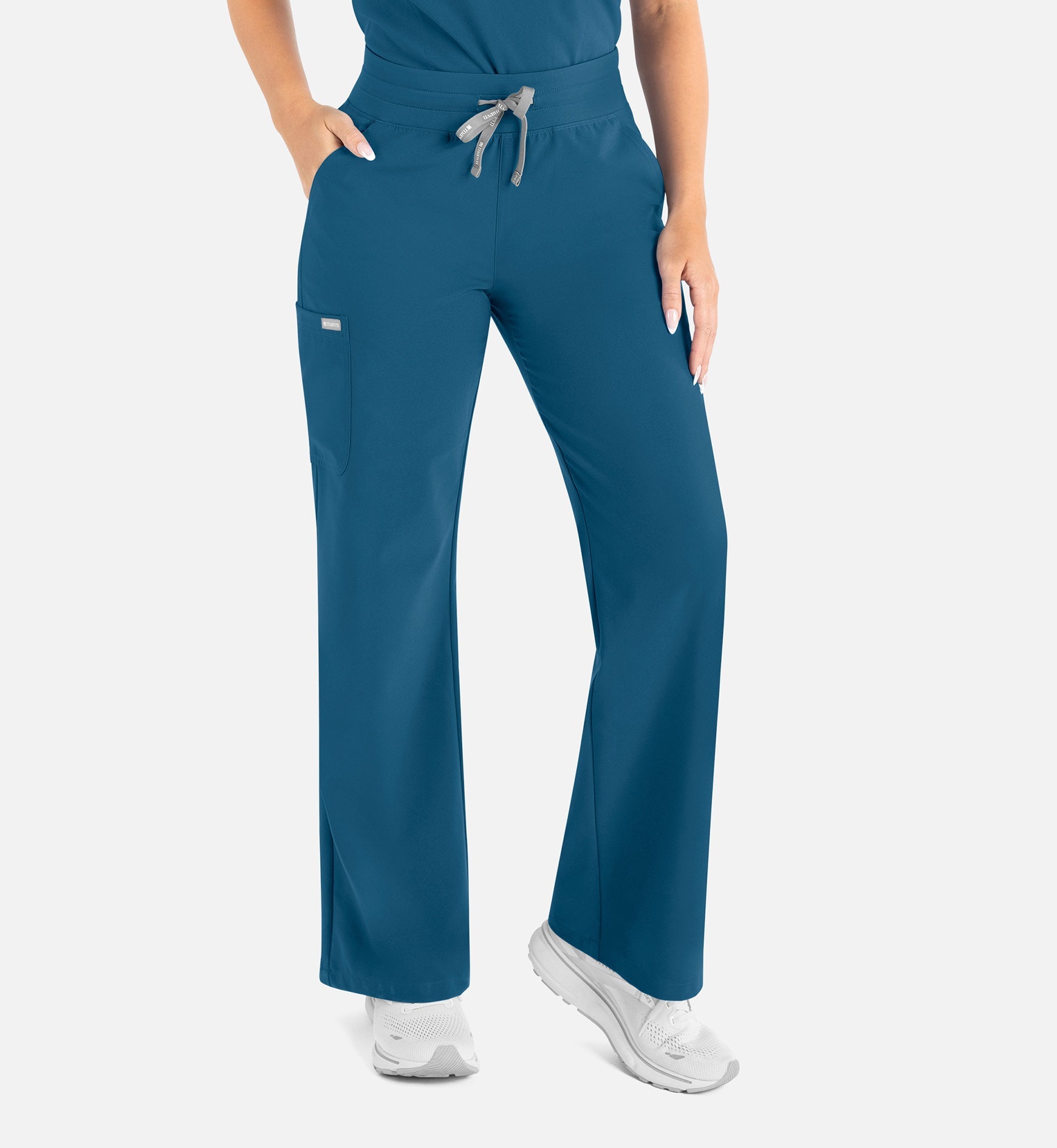 Momentum 5094 Women’s High Waist Full Elastic Wide Leg Pant Caribbean Blue
