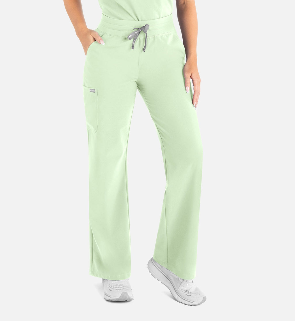 Momentum 5094 Women’s High Waist Full Elastic Wide Leg Pant Honeydew