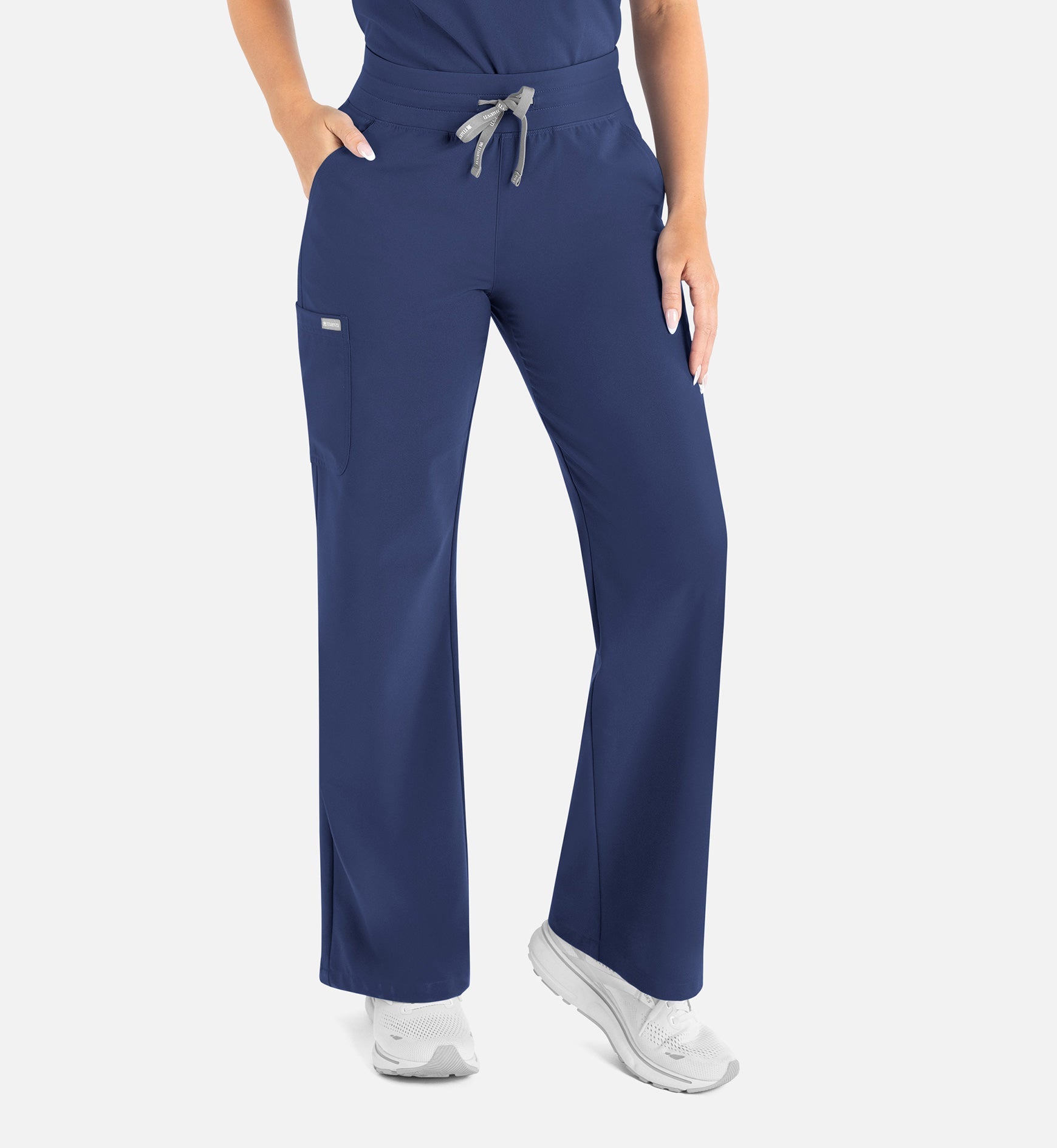 Momentum 5094 Women’s High Waist Full Elastic Wide Leg Pant Navy