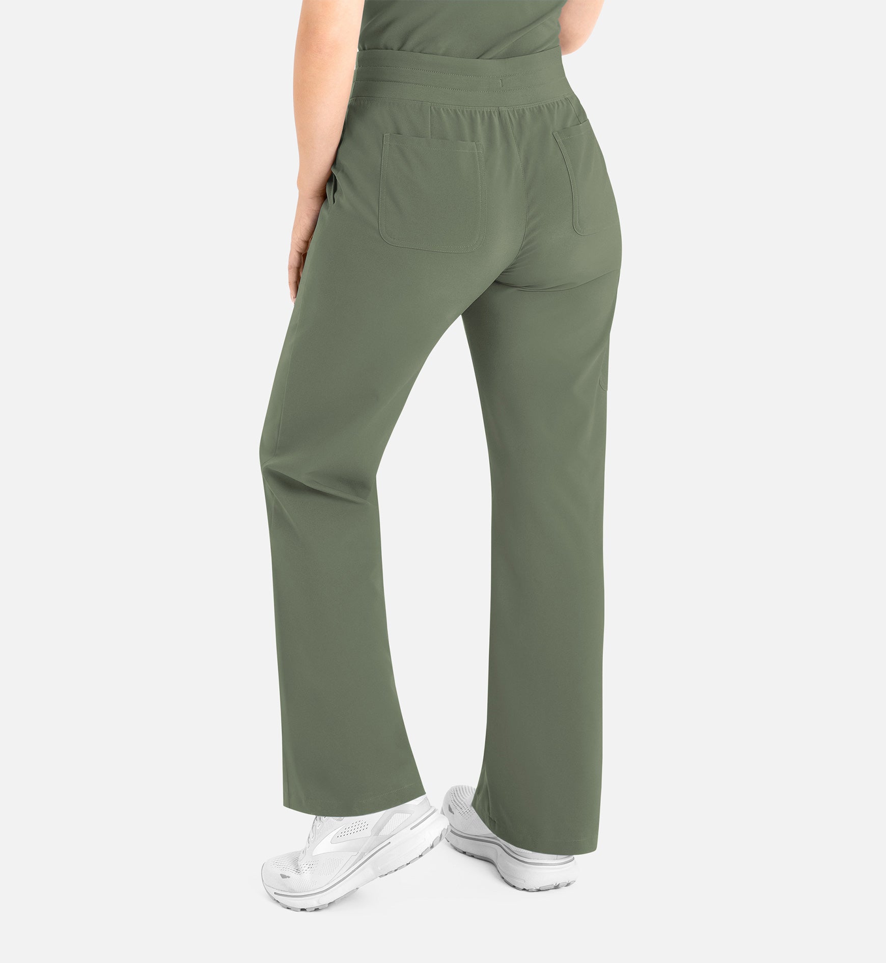 Momentum 5094 Women’s High Waist Full Elastic Wide Leg Pant Olive