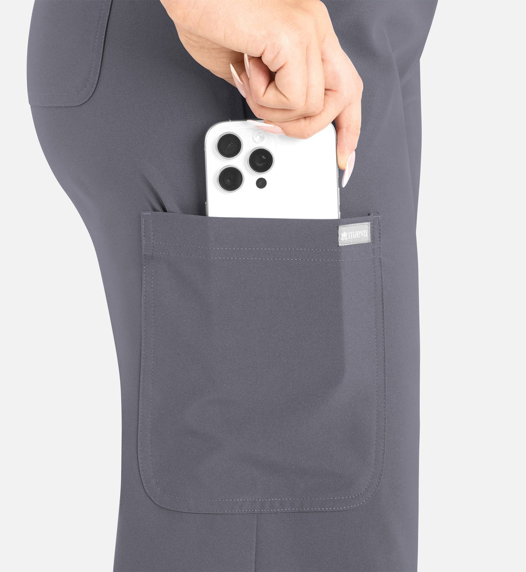 Momentum 5094 Women’s High Waist Full Elastic Wide Leg Pant Pewter