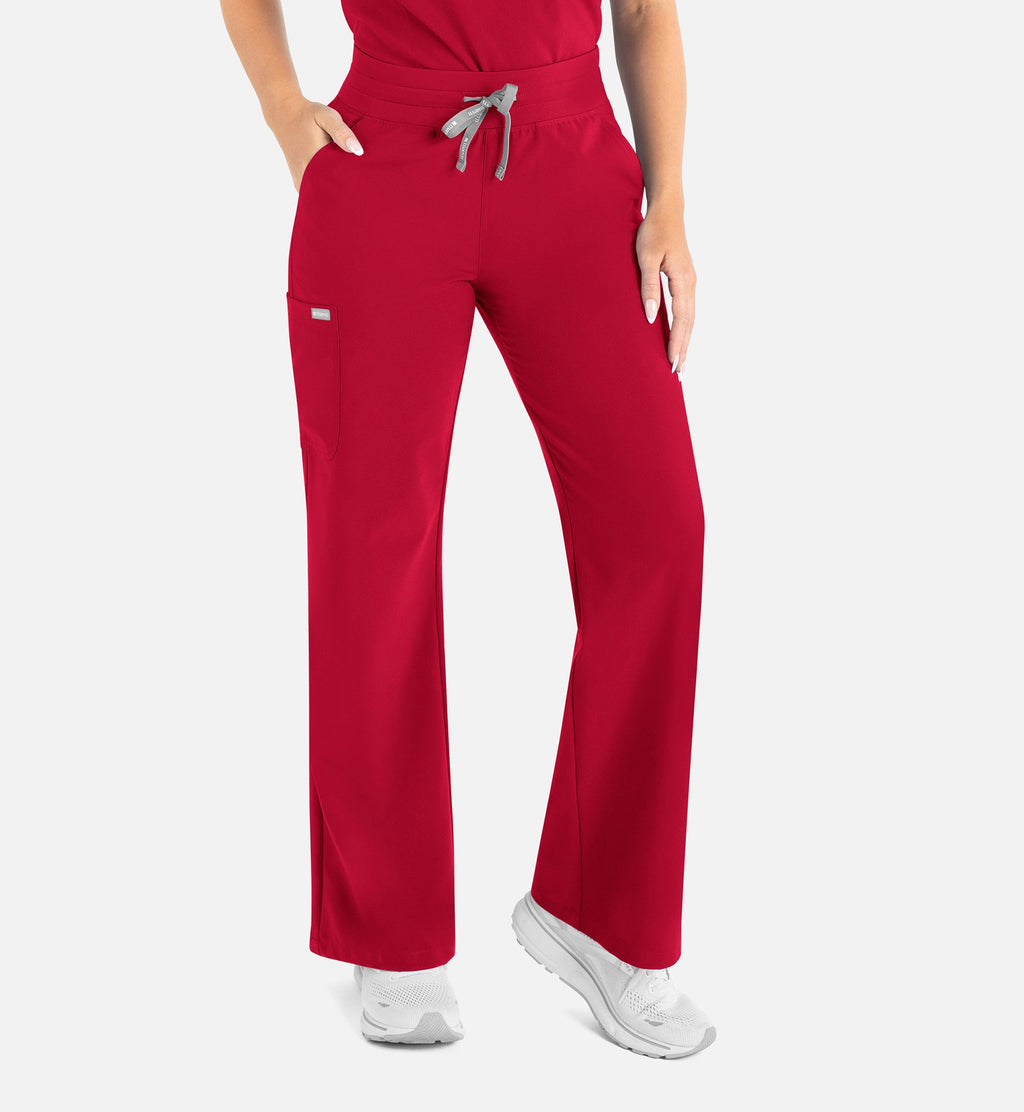 Momentum 5094 Women’s High Waist Full Elastic Wide Leg Pant Red