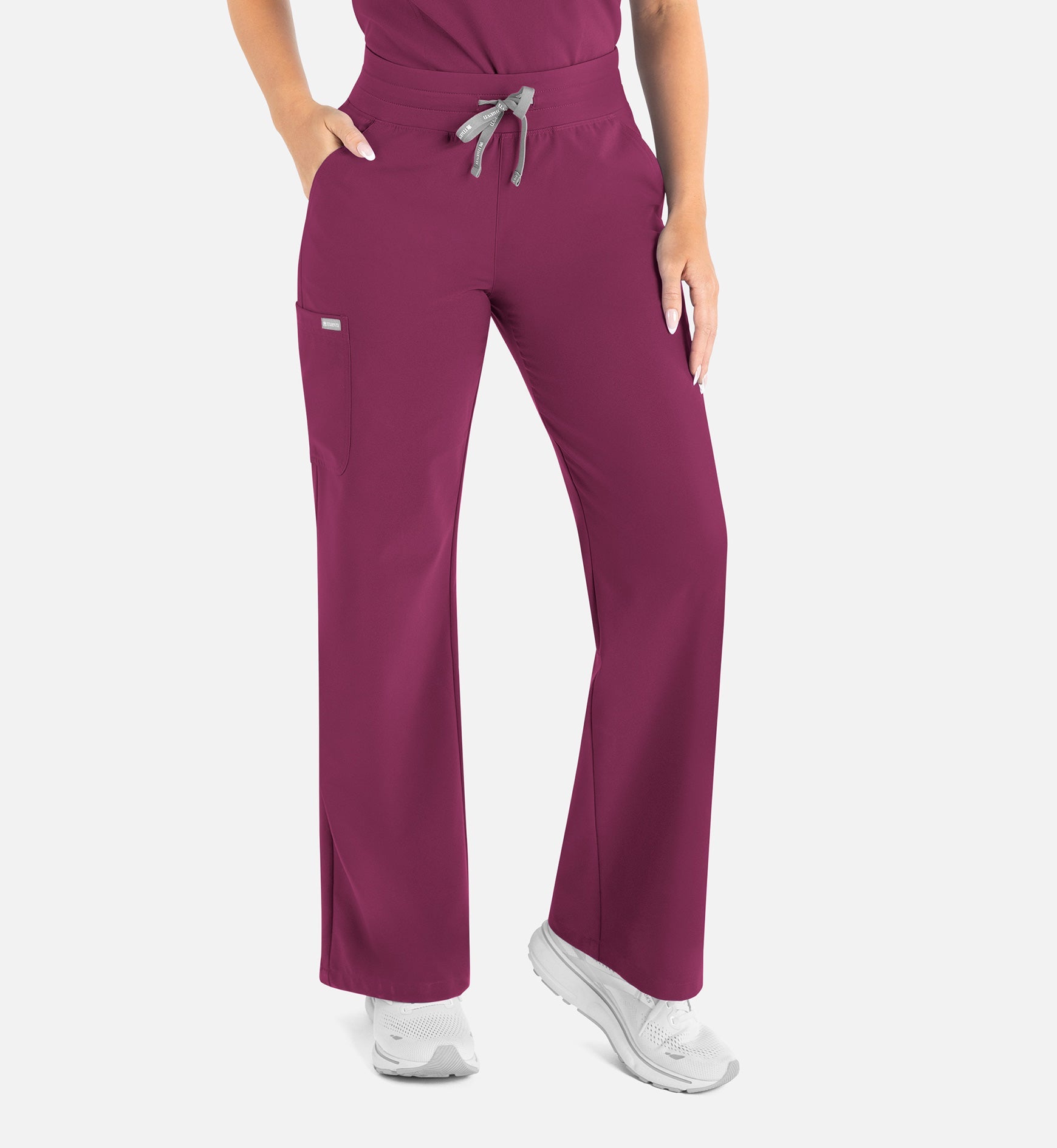 Momentum 5094 Women’s High Waist Full Elastic Wide Leg Pant Wine