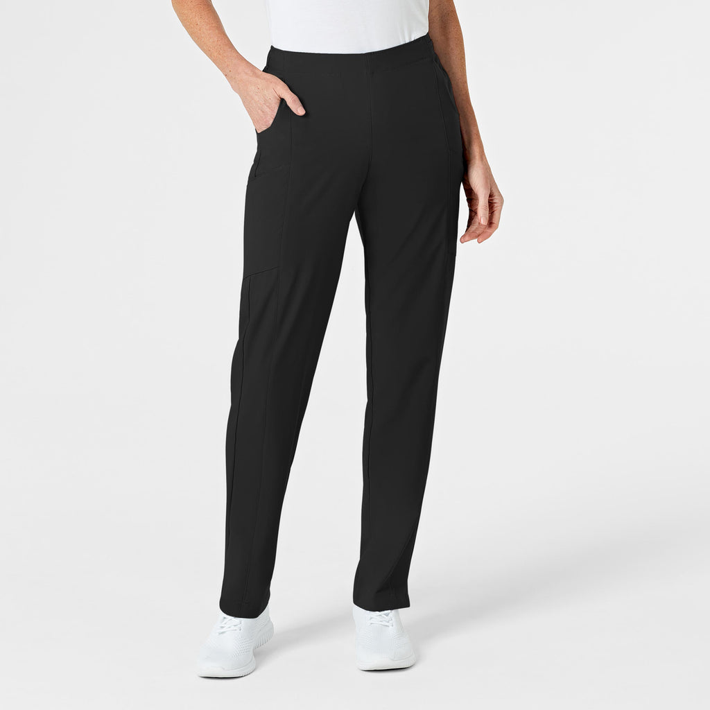 W123 5155 Flat Front Cargo Scrub Pants Black