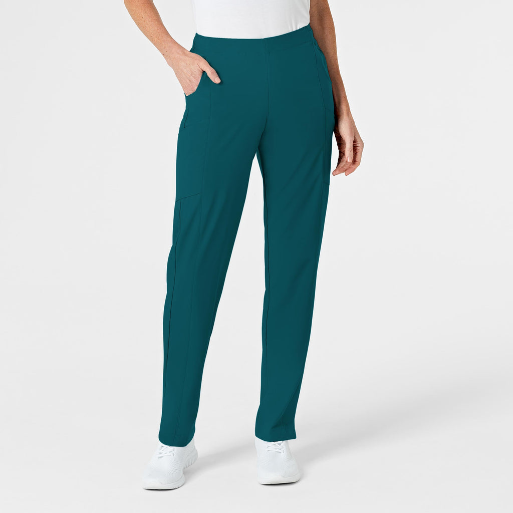 W123 5155 Flat Front Cargo Scrub Pants Caribbean Blue