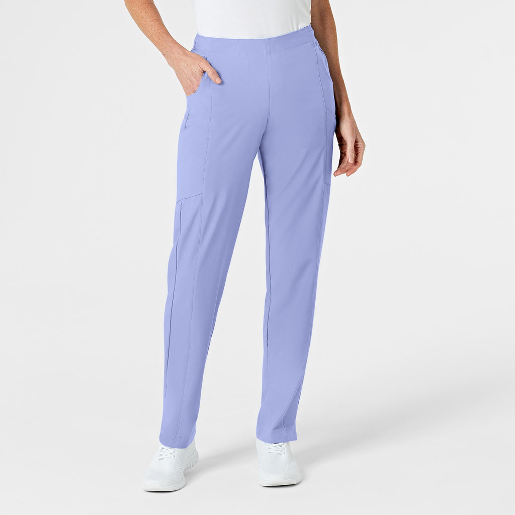 W123 5155 Flat Front Cargo Scrub Pants Ceil Blue