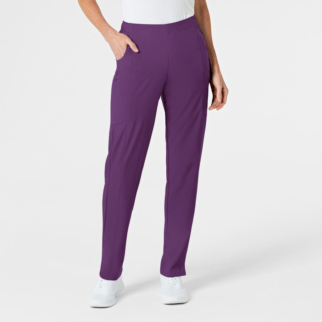 W123 5155 Flat Front Cargo Scrub Pants Eggplant