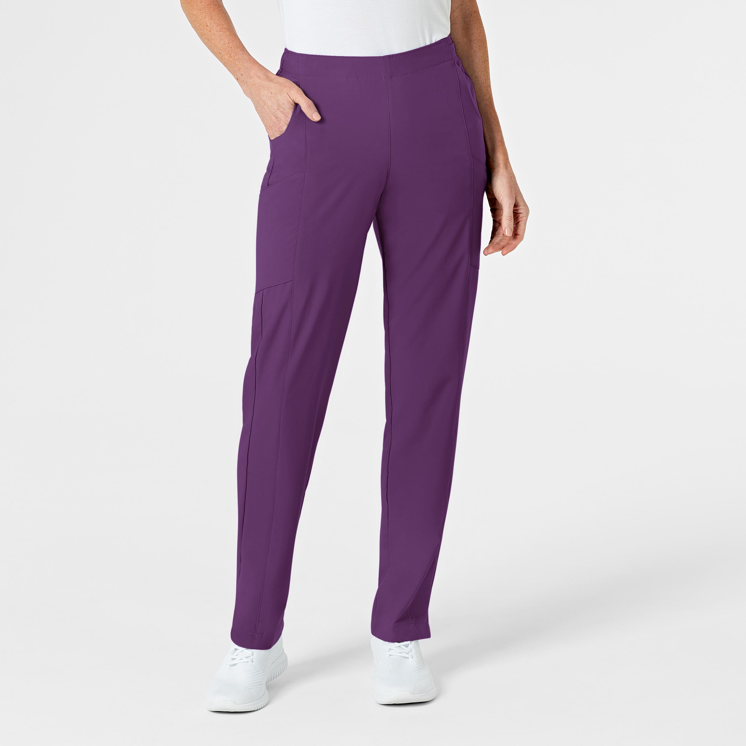 W123 5155 Flat Front Cargo Scrub Pants Eggplant