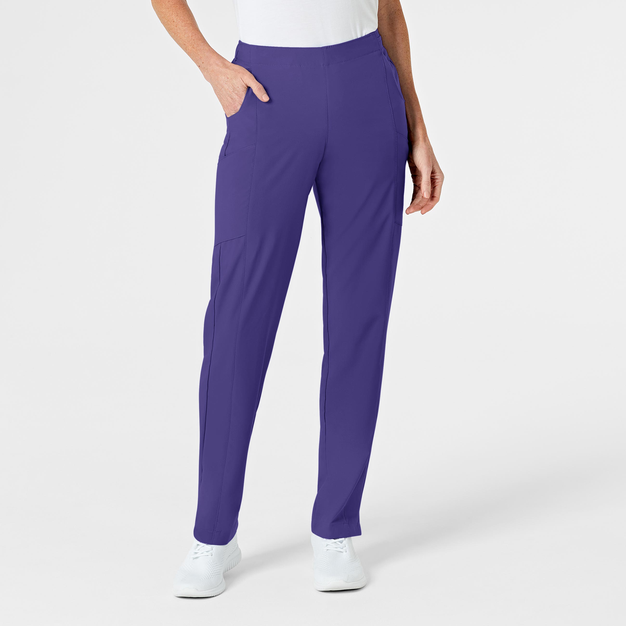 W123 5155 Flat Front Cargo Scrub Pants Grape
