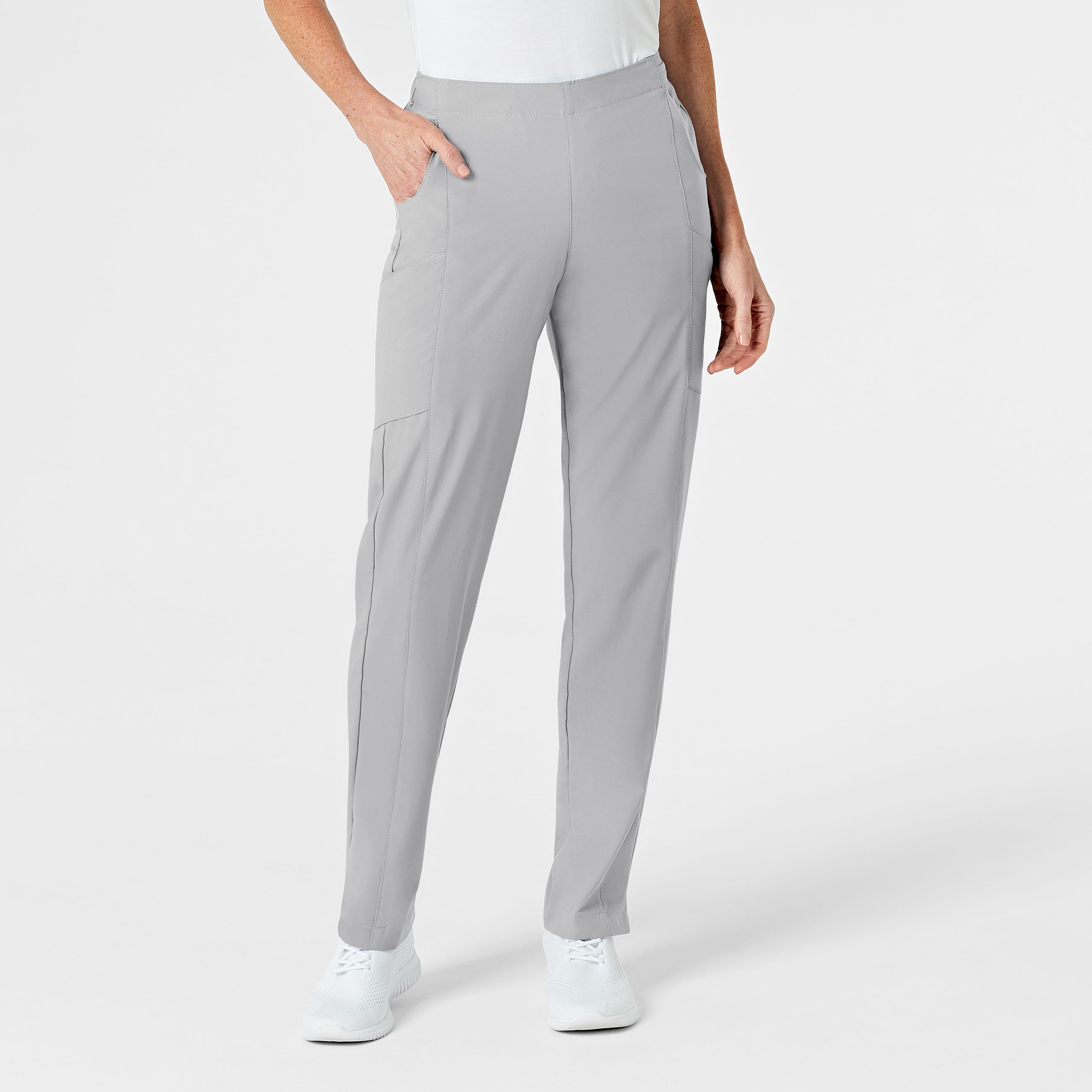 W123 5155 Flat Front Cargo Scrub Pants Grey